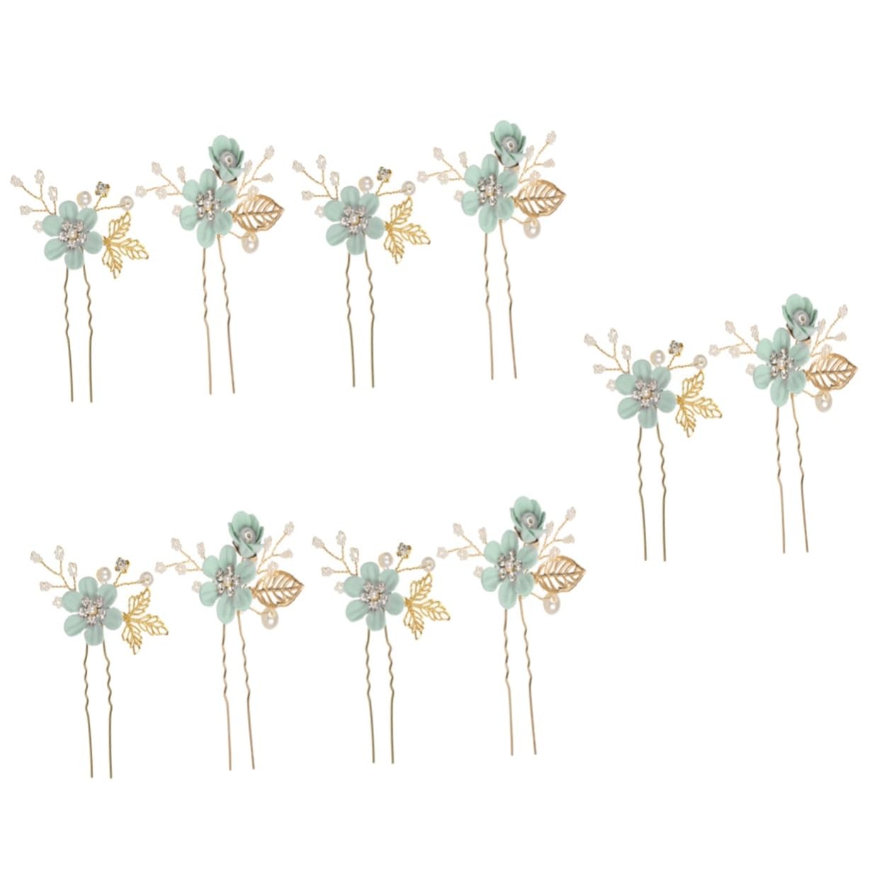 ABOOFAN 10 Pcs Rhinestone Bridal Hairpins - Rose Gold U-Shaped Wedding Hair Barrettes for Women - Perfect for Bridal Parties, Prom, and Formal Events