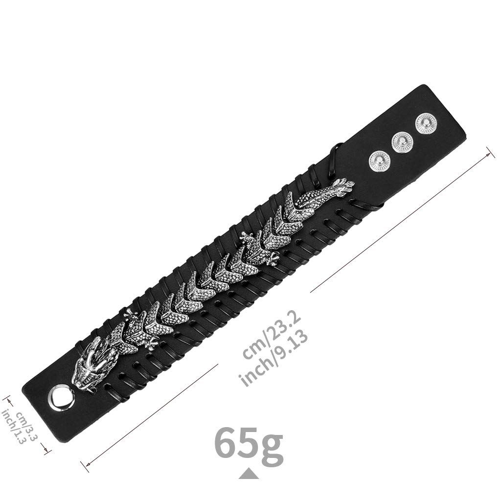 GelConnie Punk Braided Leather Cuff Bracelet - Adjustable Faux Leather Wristband for Men & Women - Gothic Viking Bangle Wrap Bracelet - Perfect for Rock Concerts, Festivals & Everyday Fashion
