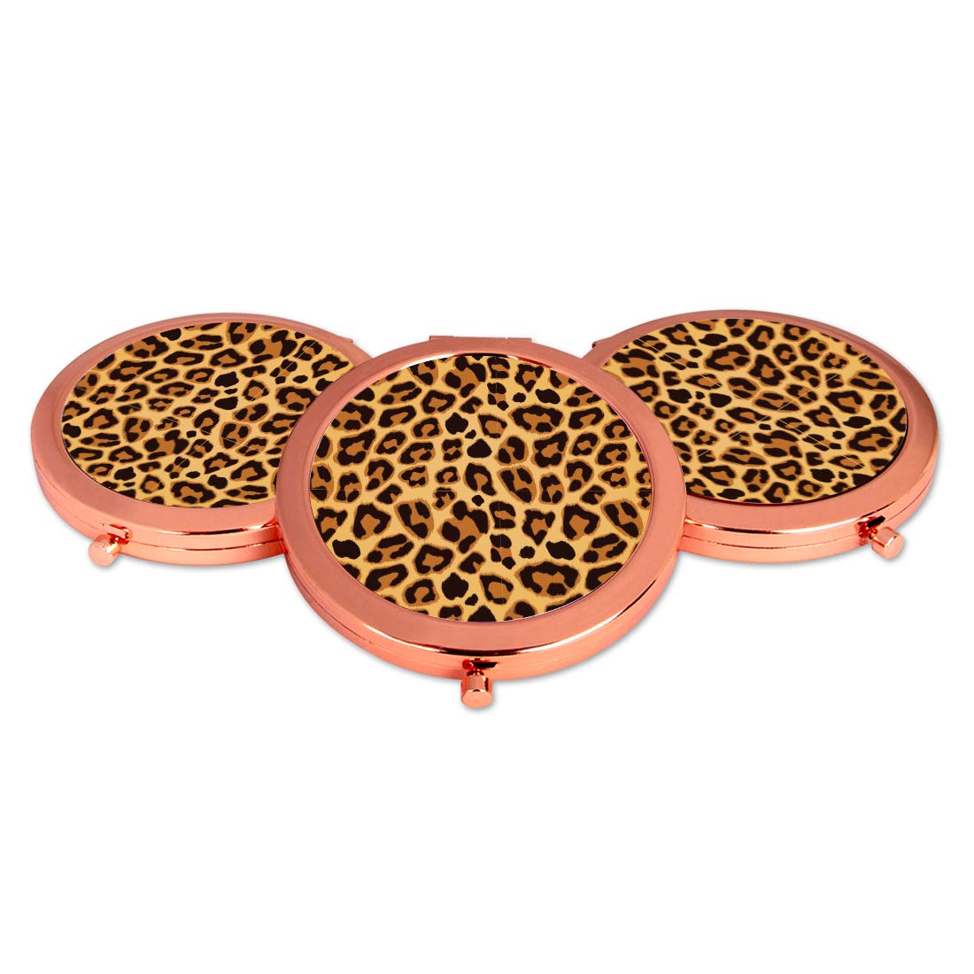 Andaz Press Rose Gold Compact Pocket Makeup Mirror - Watercolor Cheetah Animal Print - Perfect Gift for Women, Brides, Girls (1-Pack) | Ideal for Bridal Showers, Weddings, Travel & Everyday Use