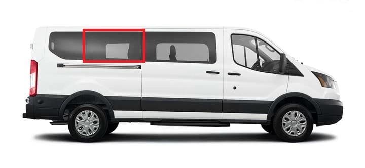AM Auto Ford Transit 2015+ Low Roof Passenger Side Middle Fixed Window (FTL17 R2L P) - Replacement Glass for Van Conversions & Fleet Maintenance