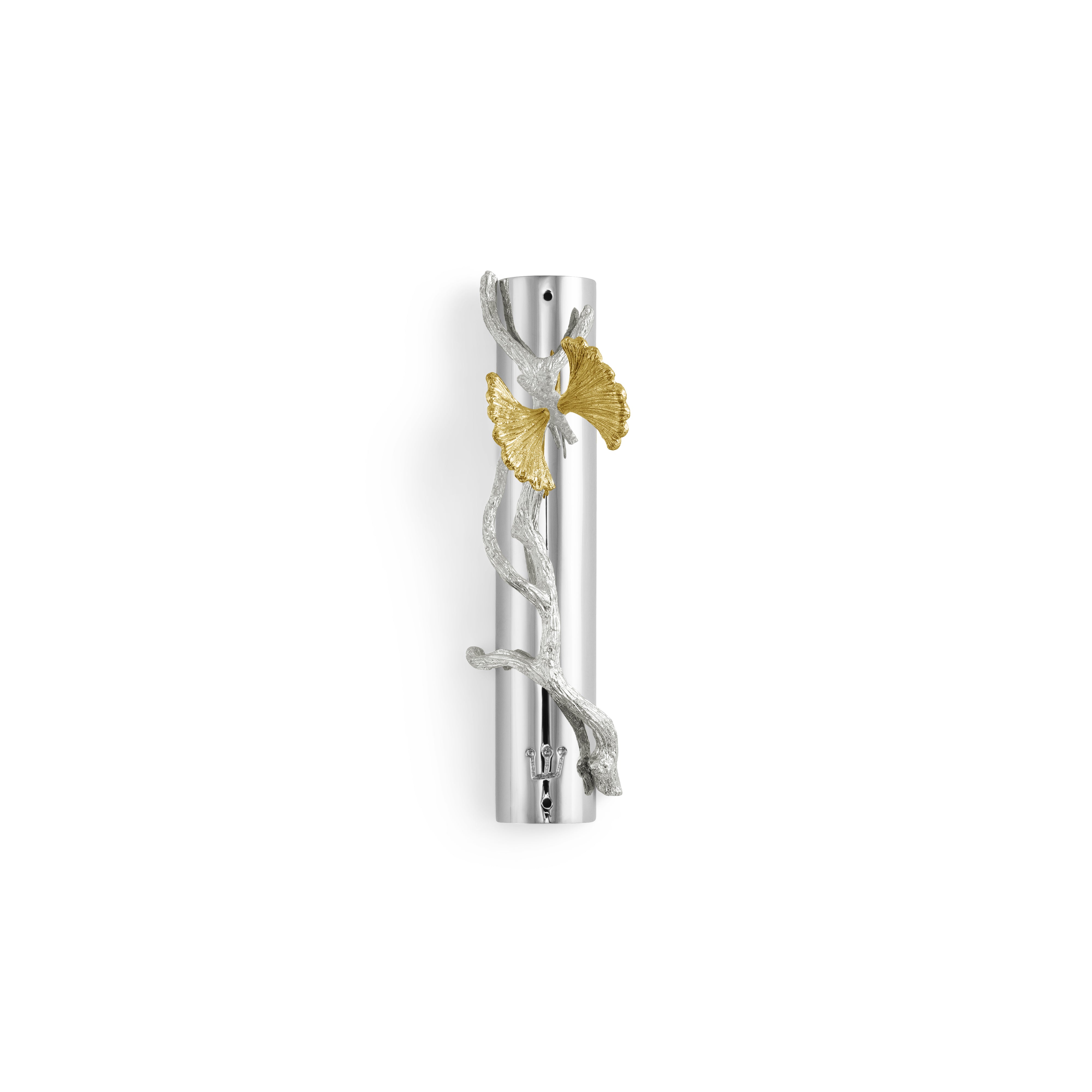 Luxury Butterfly Ginkgo Mezuzah Scroll Case - Elegant Home & Office Jewish Blessing Decor for Doorways & Gift Giving
