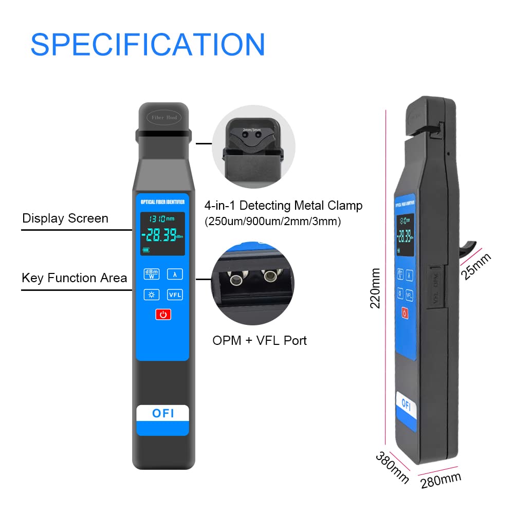 **YD-3309D Live Optical Fiber Identifier with Wave Respond 800-1700nm - Built-in 10KM VFL & Optical Power Meter (OPM) - Ideal for FTTH, Telecom, and Network Maintenance**    *Use Cases: Perfect for fiber optic technicians, network installers, and telecom professionals for accurate fiber identification, power measurement, and fault detection in FTTH and telecom networks.*