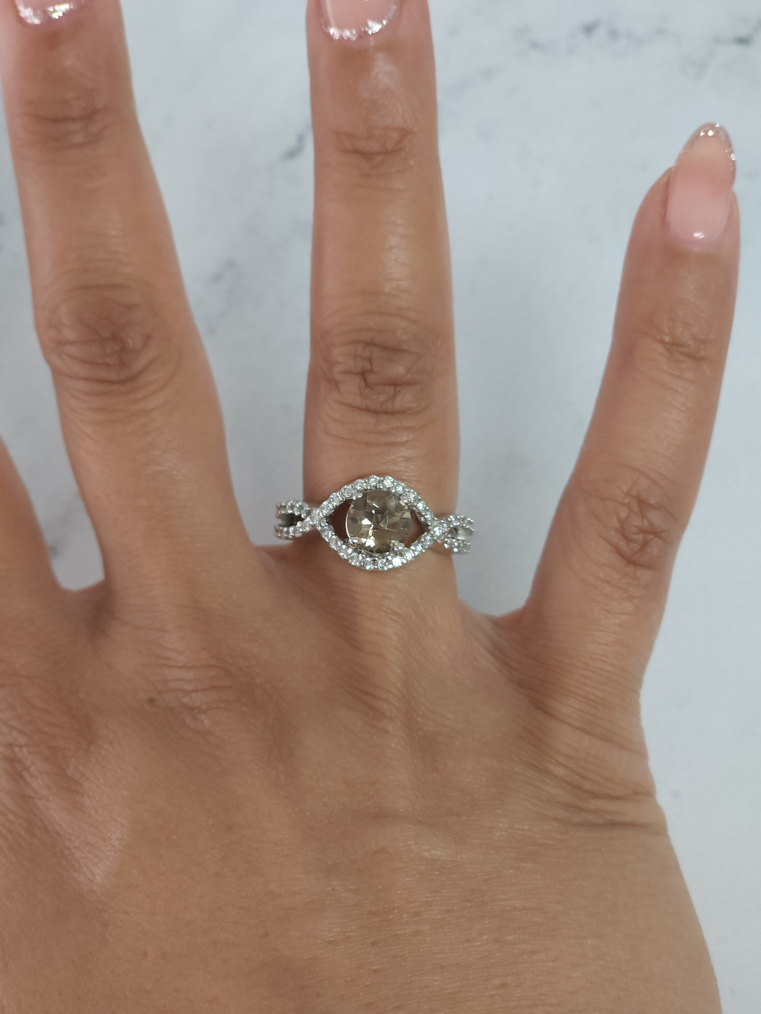 2.05ct Smoky Quartz Diamond Engagement Ring in 14K White Gold - Perfect for Proposals, Anniversaries & Romantic Gifts