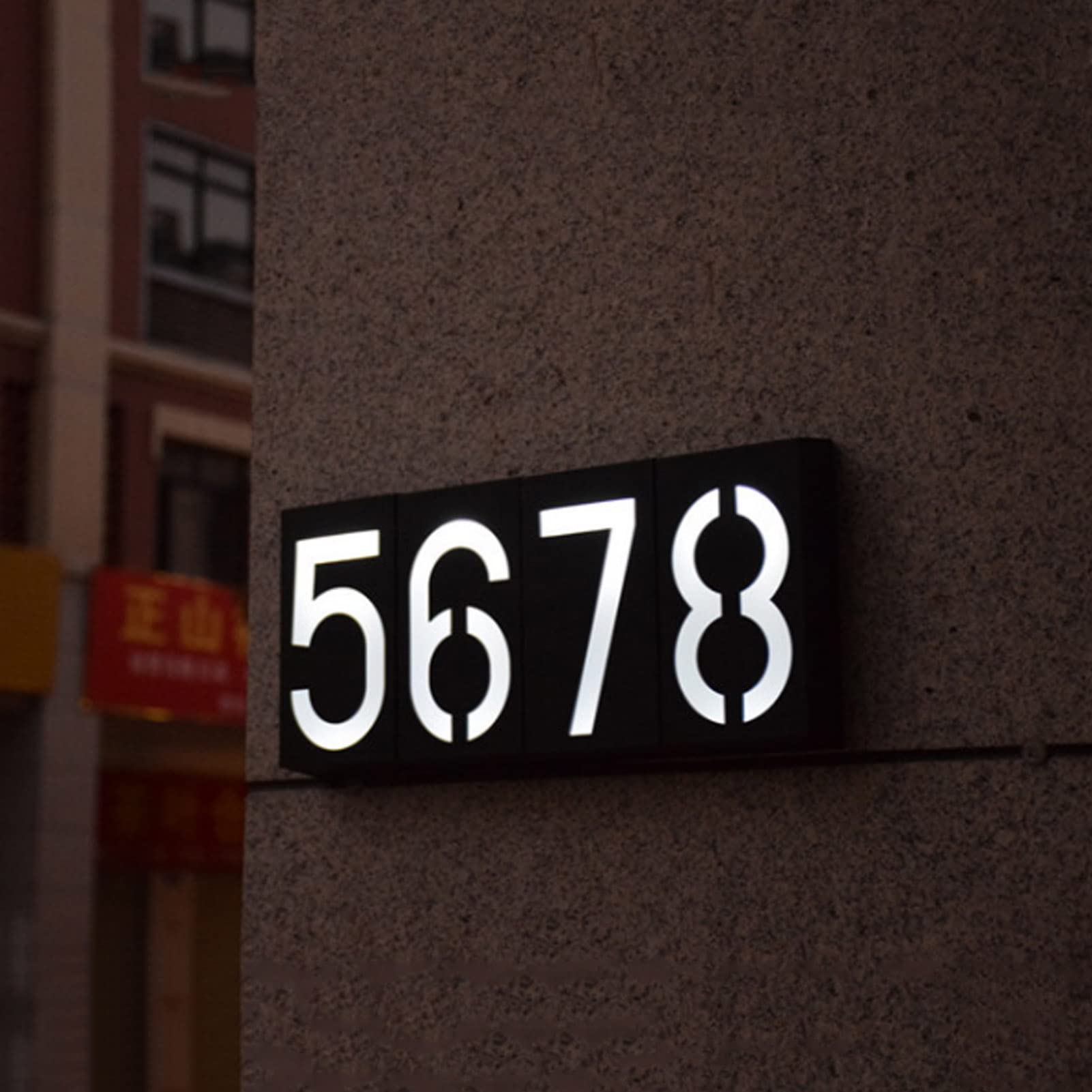 Solar Powered LED House Number Light - Waterproof Outdoor Address Plaque Sign for Home, Garden, Yard & Street (3 Digit Numbers) - Perfect for Nighttime Visibility & Curb Appeal