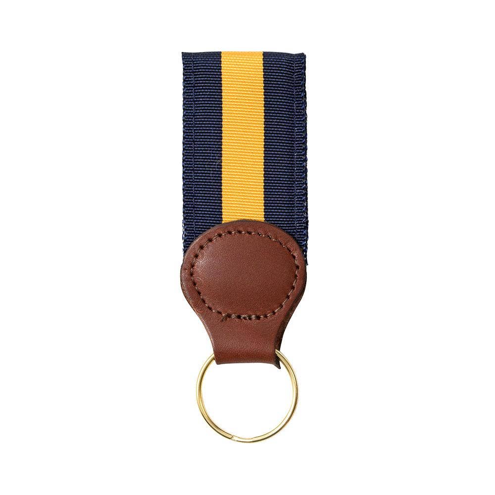 Barron's Hunter Navy & Maize Yellow Grosgrain Ribbon Keychain - Premium Key Fob for Car Keys, House Keys & Gift Giving (Set of 2) - Perfect for Key Organization, Party Favors and Personalized Gifts