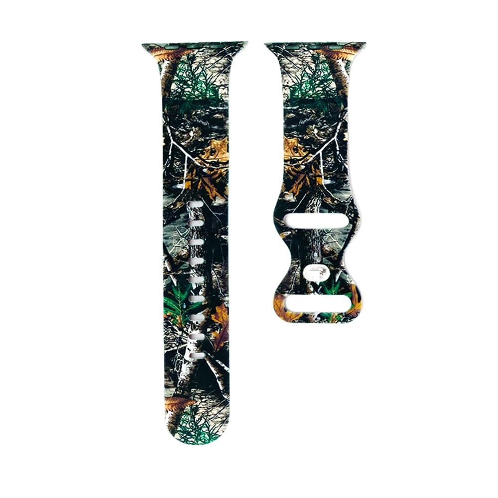 Camo Silicone Sports Bands for Apple Watch 38mm 40mm 42mm 44mm - Durable Replacement Strap Compatible with iWatch Series SE/7/6/5/4/3/2/1 - Unisex Design for Men & Women - Perfect for Gym, Running, Hiking & Outdoor Activities