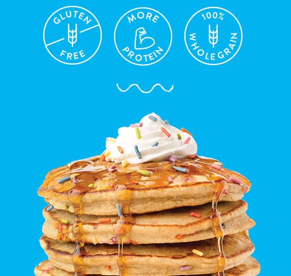 Miss Jones Baking Confetti Pop Oat Pancake & Waffle Mix - Gluten Free, High Protein (10g), 100% Whole Grain Oat Flour, 13.99oz - Perfect for Breakfast, Brunch & Kids' Parties
