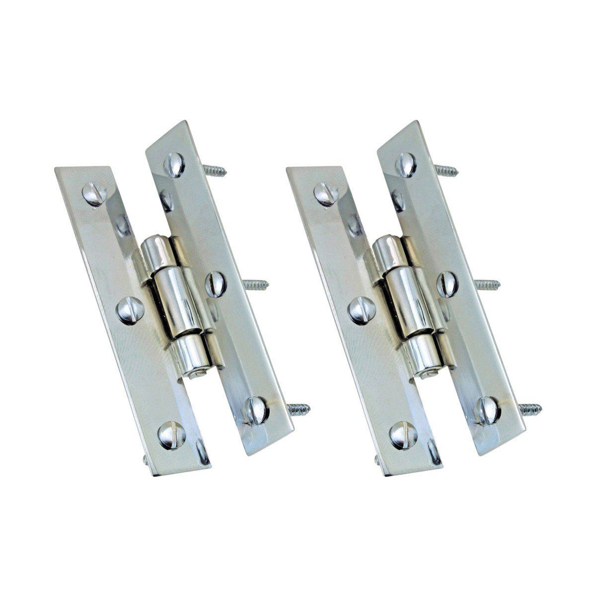 3.5 Inch Solid Cast Brass Kitchen Cabinet Hinges - Chrome H Cabinet Hinges with Hardware (Pack of 2) by Renovators Supply - Perfect for Cabinet Door Repair, Kitchen Renovation & DIY Home Improvement Projects