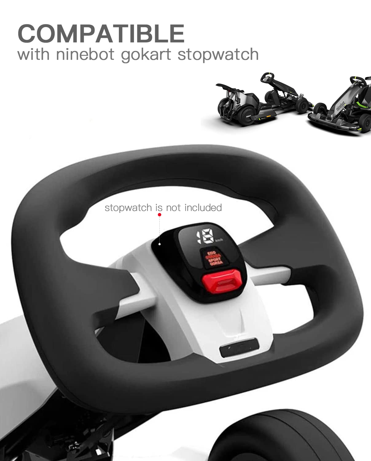 Segway GoKart Steering Wheel Replacement Kit - Compatible with Ninebot GoKart Kit, Smart Scooter Refit Accessories (Gray) | Perfect for Racing, Drifting & Outdoor Fun