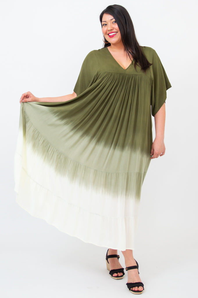 Empress Dress - Green Dip Dye Maxi Dress for Women | Boho Chic Summer Dress for Beach, Wedding & Special Occasions