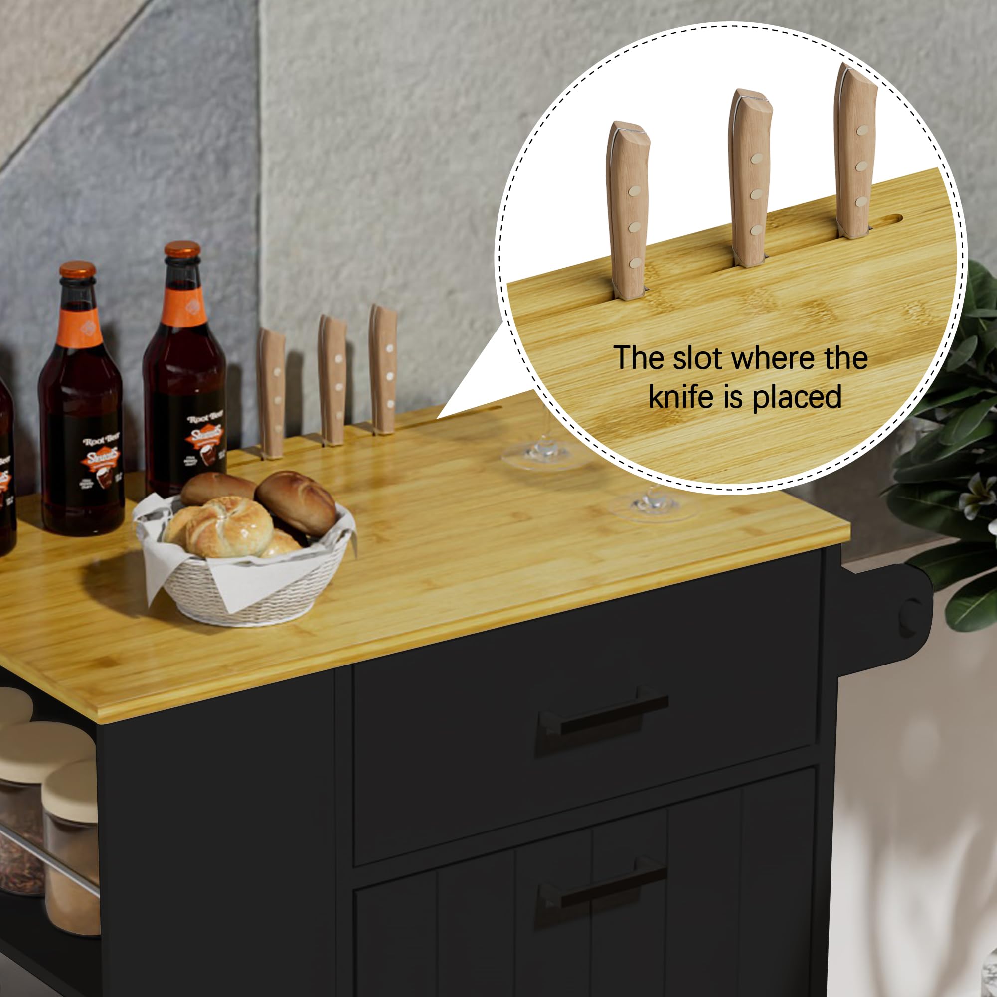 **Portable Rolling Kitchen Island with Trash Can Storage & Spice Rack - Mobile Kitchen Cart on Wheels with Towel Rack, Drawer & Tilt-Out Cabinet - Perfect for Small Kitchens, Apartments & Cooking Prep**