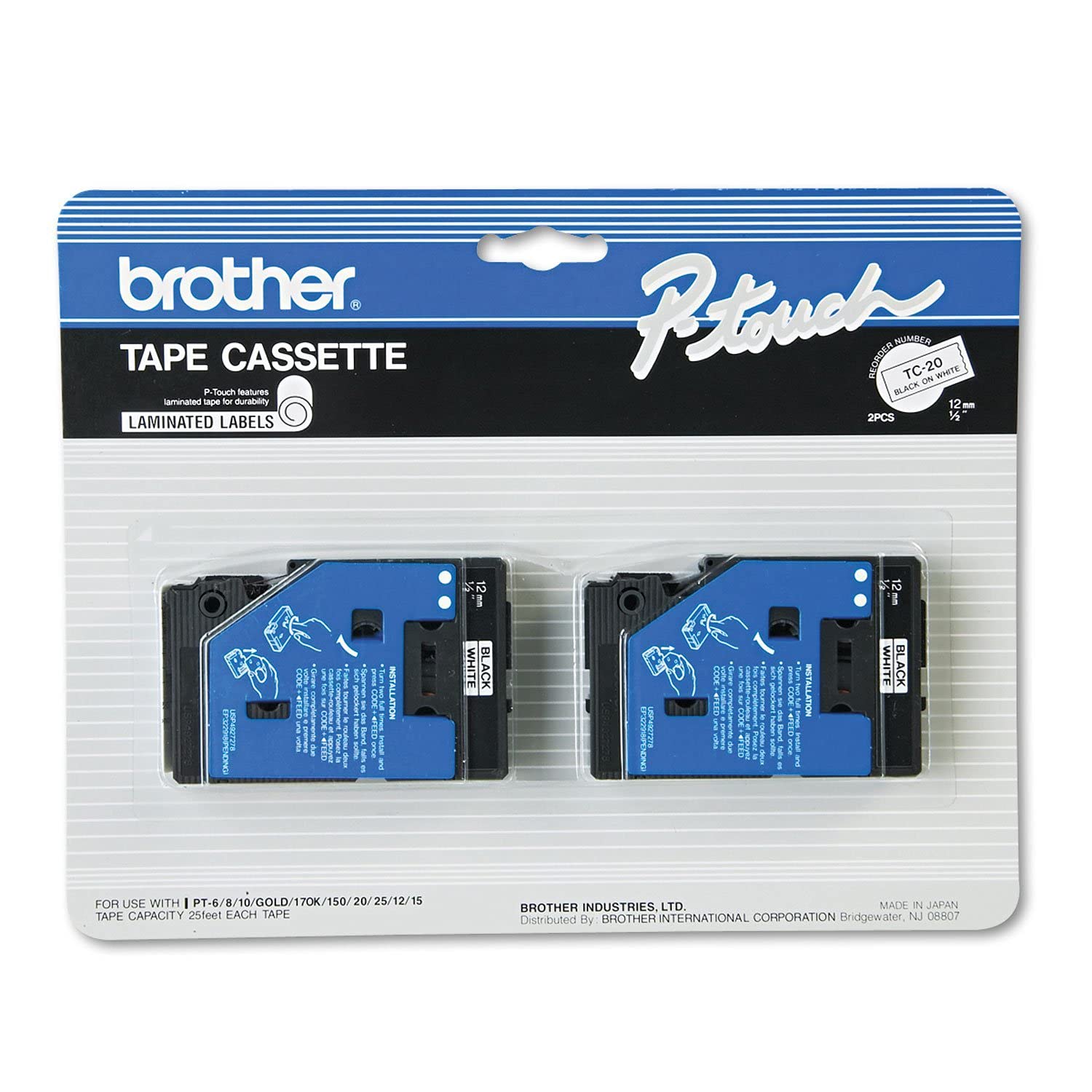 Brother PT-III & PTIII Label Maker Tapes - 2 Pack, 1/2