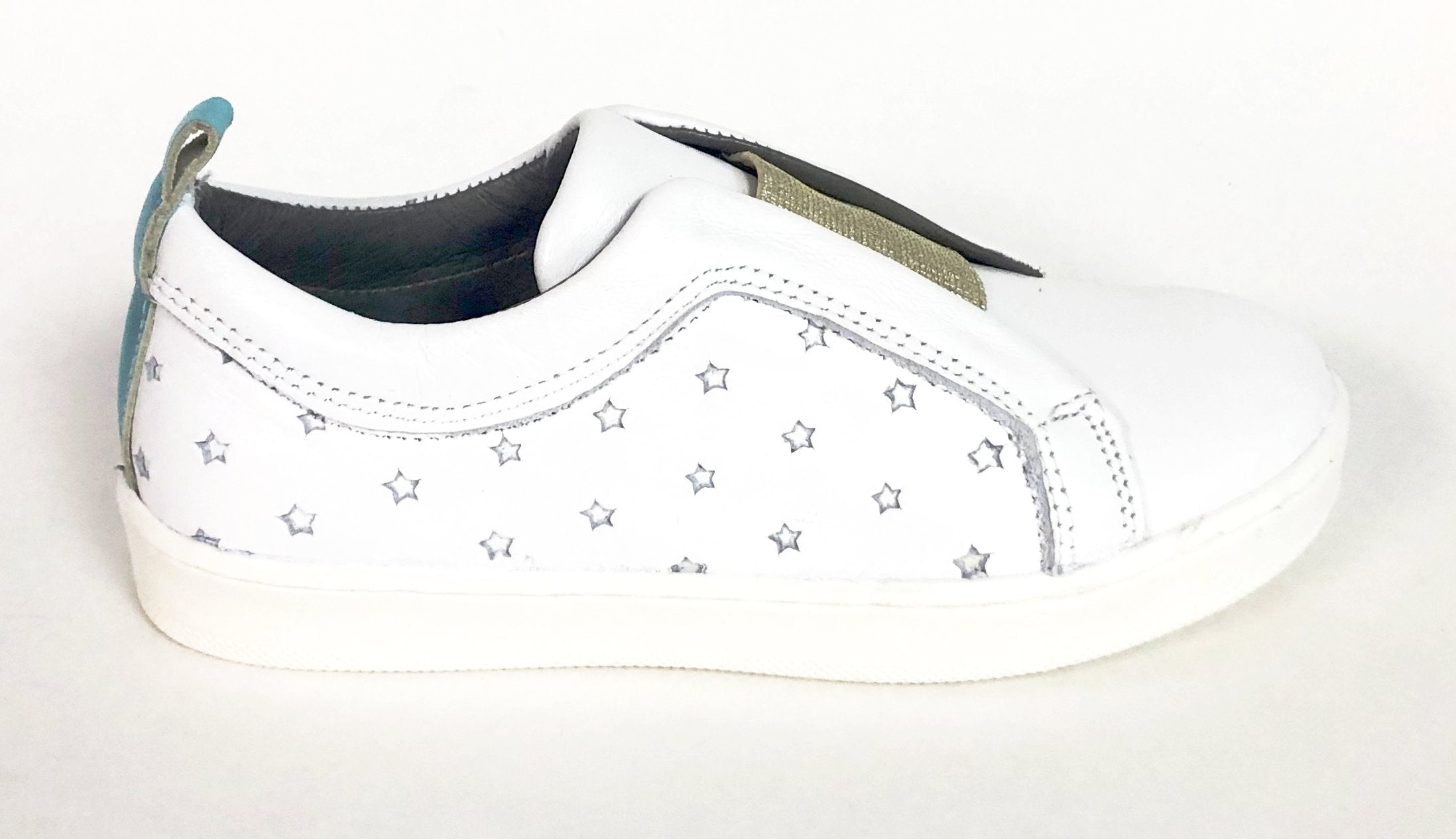 Blublonc White and Gold Star Sneakers for Women - Fashionable Casual Running Shoes - Perfect for Gym, Workout, and Everyday Wear
