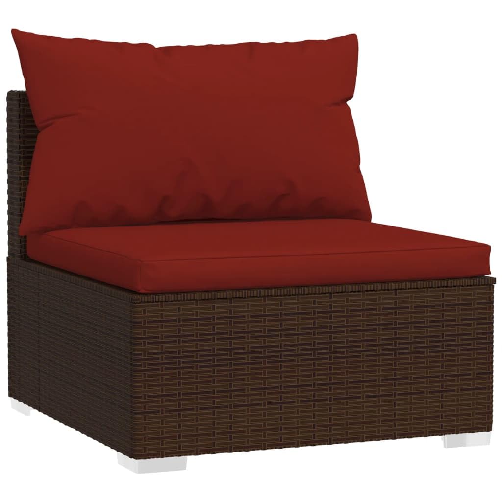 vidaXL 5-Piece Patio Lounge Set - Durable Poly Rattan Outdoor Furniture with Weather-Resistant Cushions & Modular Design, Brown - Perfect for Backyard, Garden, Poolside or Terrace Relaxation
