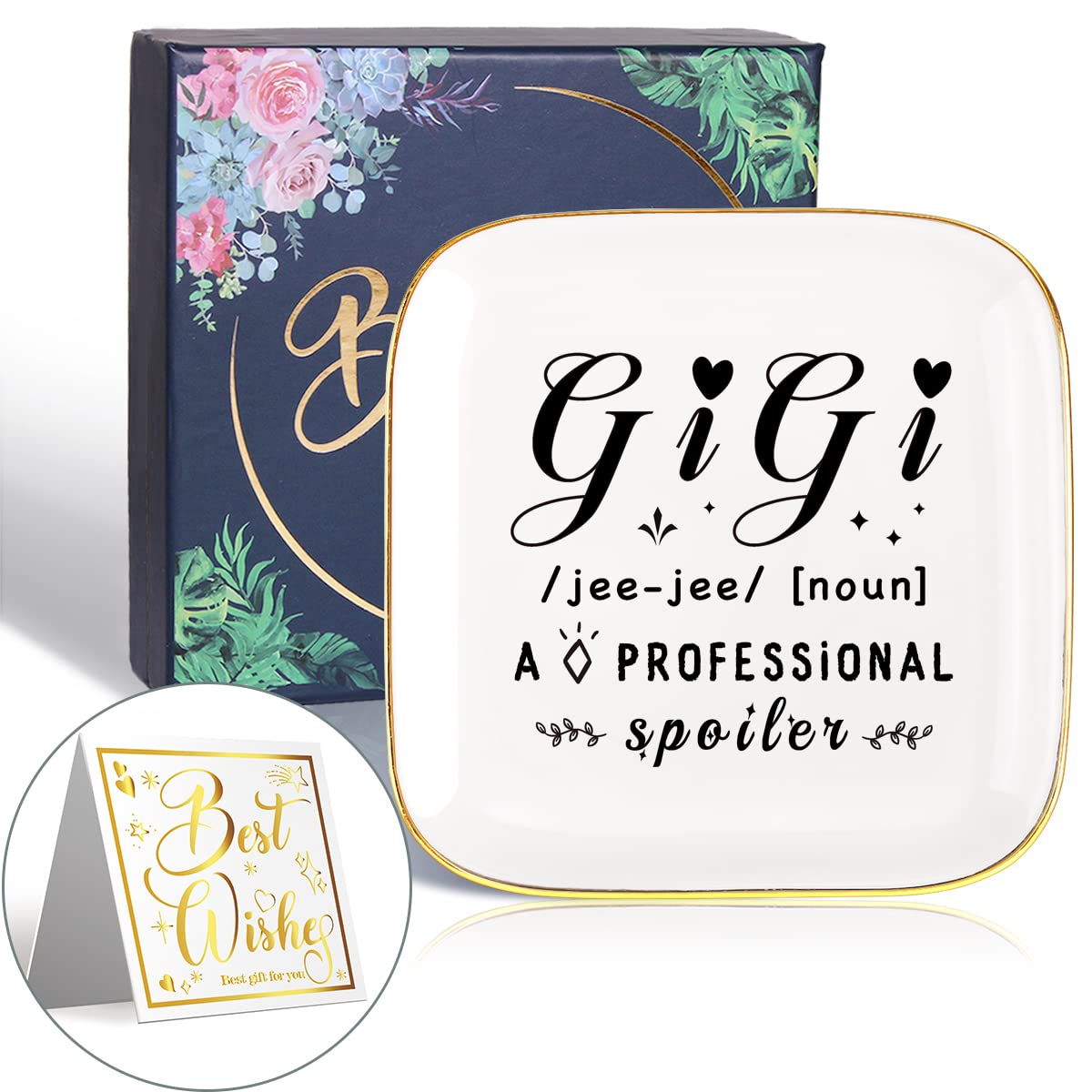 Littlefa GiGi Ring Dish - Elegant Ceramic Jewelry Tray for Grandma | Perfect Birthday Gift for GiGi from Grandchild | Jewelry Organizer for Dresser, Nightstand & Vanity