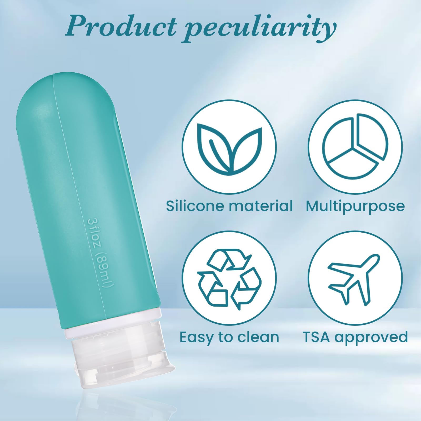 RONRONS 4-Pack Leak Proof Travel Bottles (3oz) - Silicone Toiletry Containers for Shampoo, Lotion & Cream - Perfect for Air Travel, Gym & Vacation Essentials