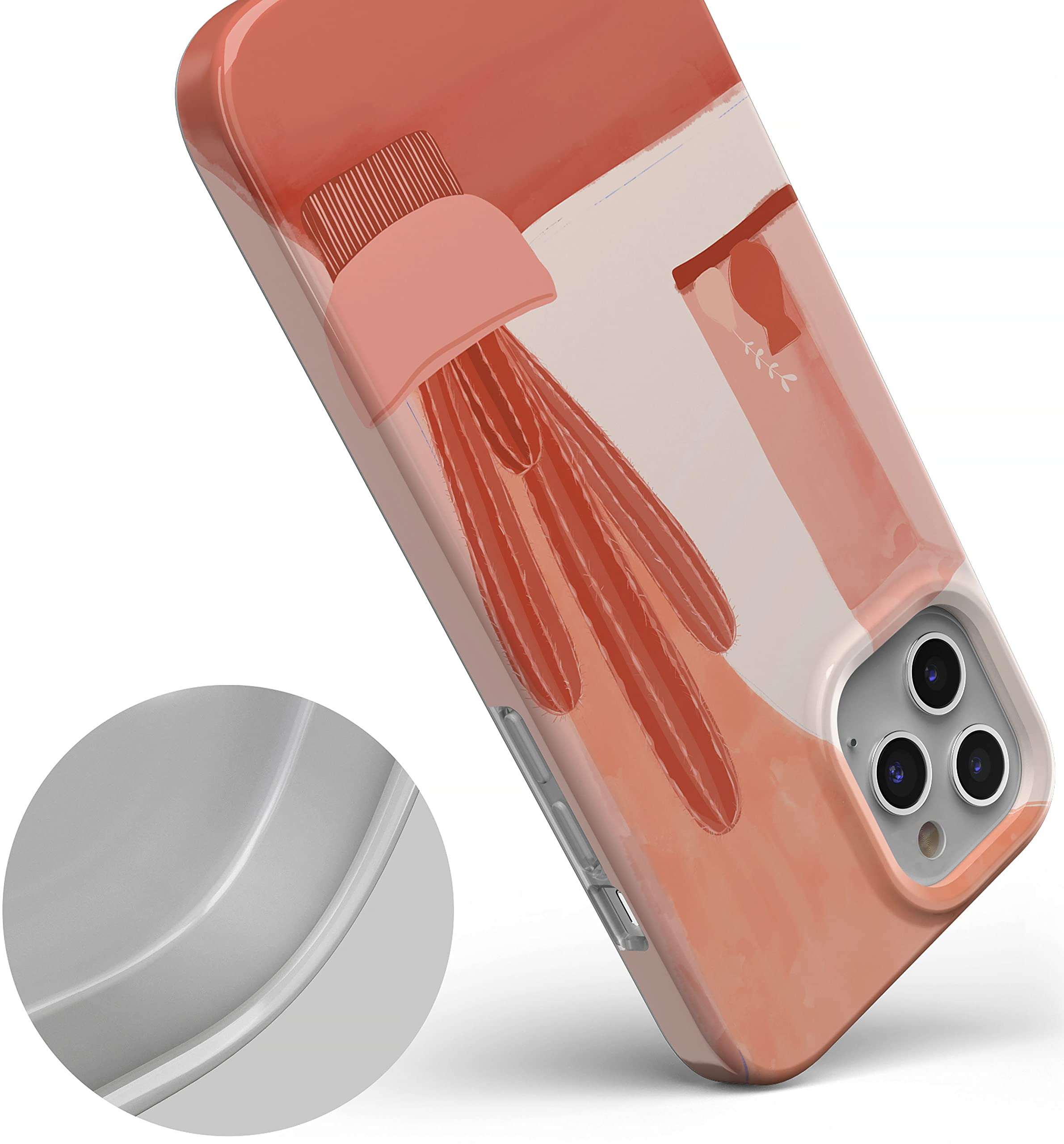 Casely iPhone 12 Pro Max Case - Desert Daze Peachy Cactus Design | Slim Protective Cover with Shock Absorption | Perfect for Outdoor Adventures & Daily Use