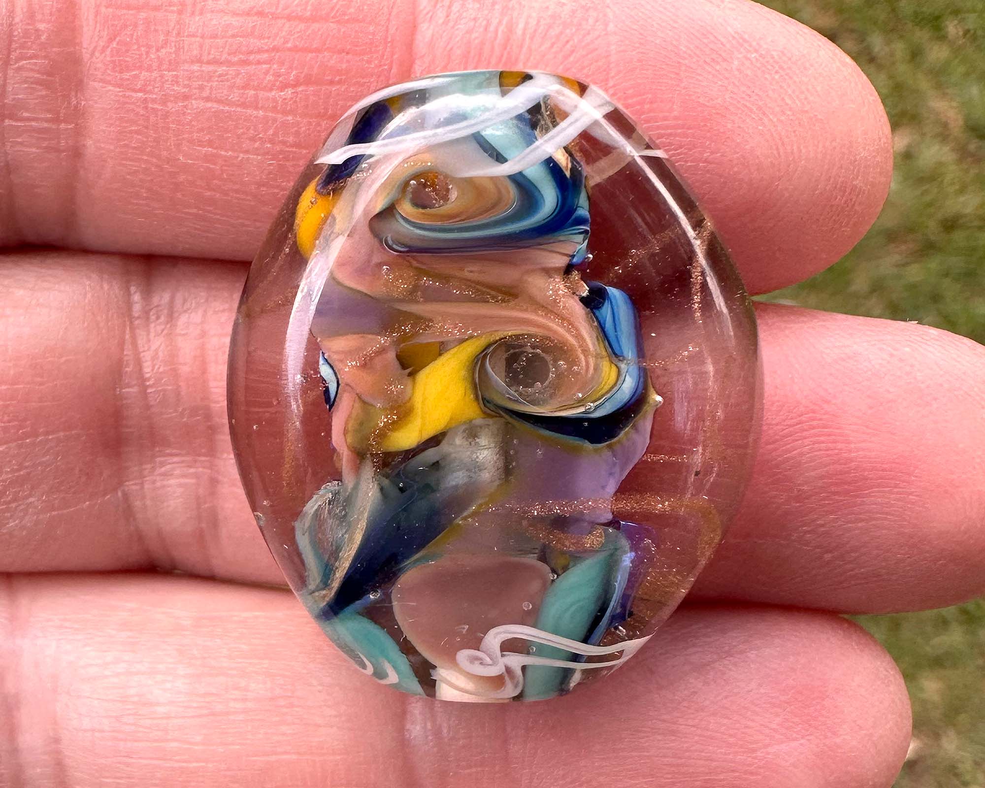 Handmade Electric Swirl Glass Lampwork Focal Bead - Unique Artisan Jewelry Making Supplies for Necklaces, Bracelets & DIY Crafts - Perfect for Beaders and Jewelry Designers