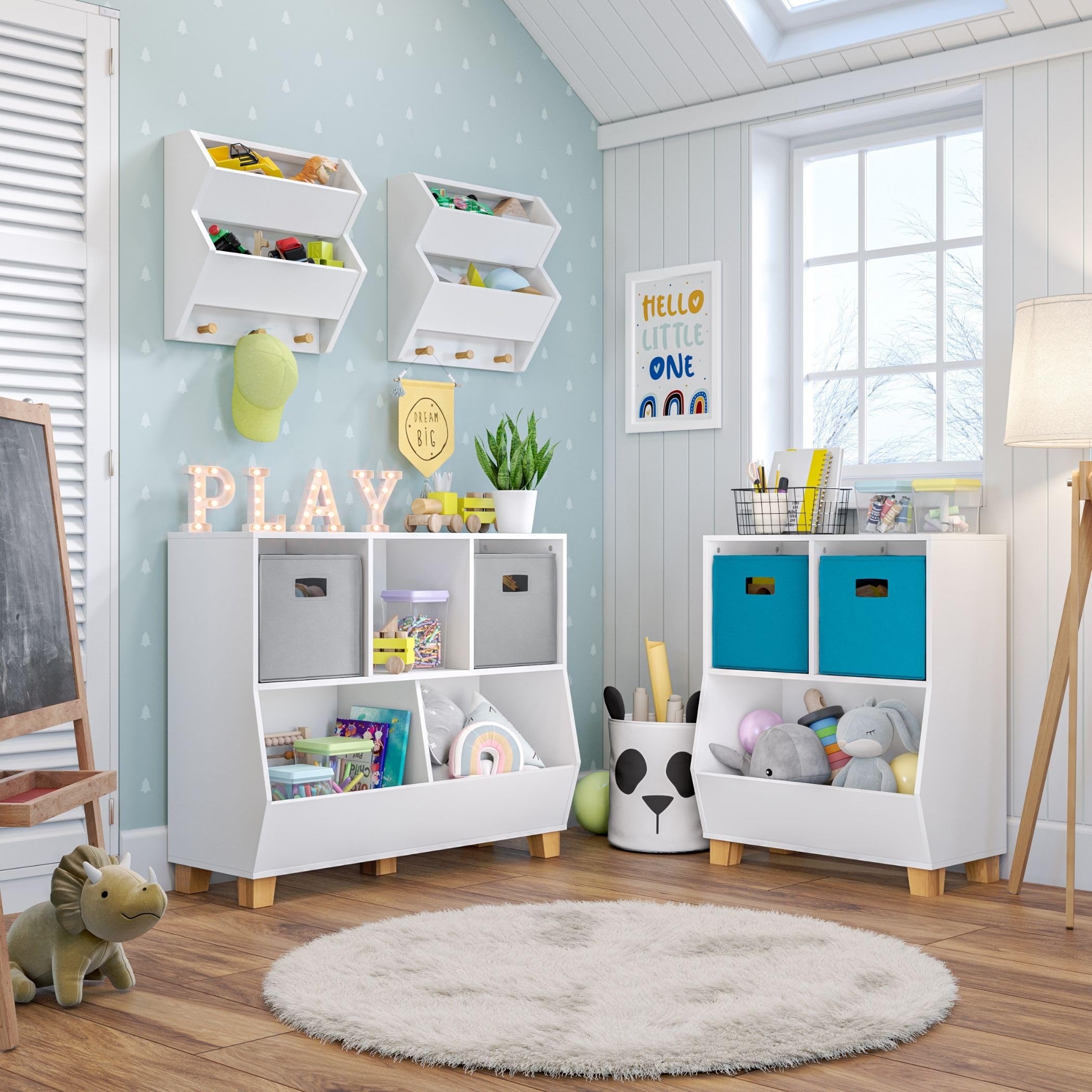 RiverRidge Kids Toy Storage Organizer - 3 Cubbies & 2 Bin Compartments for Easy Organization | Perfect for Playrooms, Bedrooms & Daycare Centers