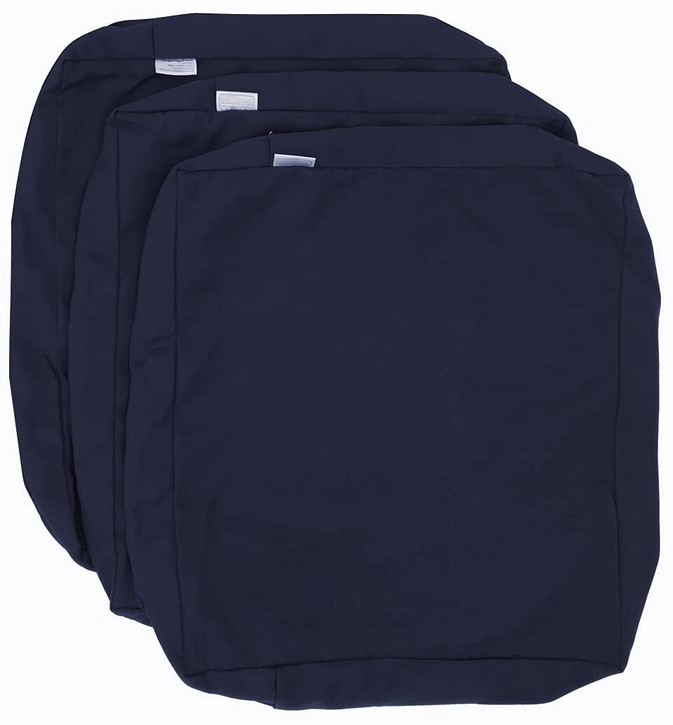 Midnight Dark Navy Waterproof Outdoor Patio Chair Cushion Covers (24x24x4 Inches, Set of 3) - Weather-Resistant & Comfortable for Garden, Poolside, Deck, and Porch Furniture