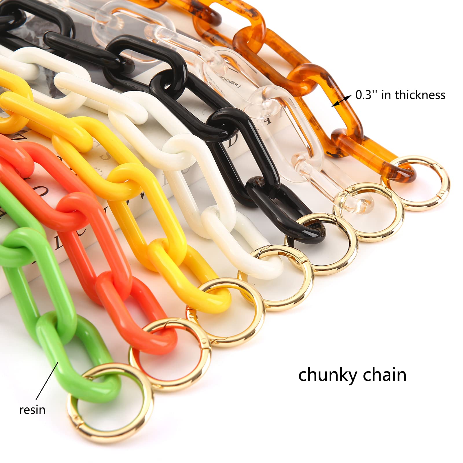 Chunky Resin Purse Handle Replacement - Stylish Short Bag Chain Strap for Handbag Decoration & Accessories (Brown) | Perfect for DIY Purse Upgrades, Fashionable Bag Charms & Replacement Straps