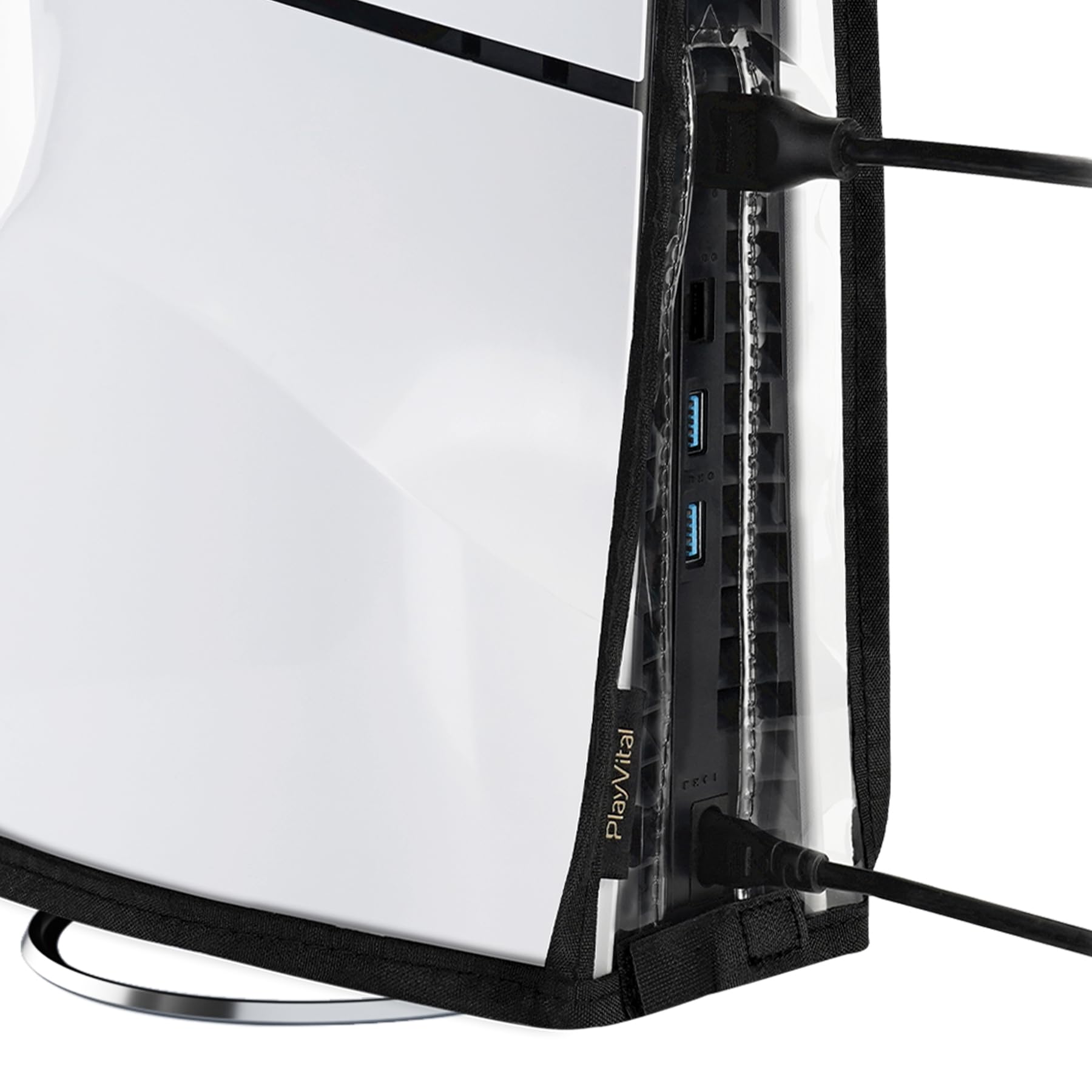 PlayVital Vertical Case for PS5 Slim Disc Edition - Clear Waterproof Dustproof Protective Cover for PS5 Slim Console - Perfect for Travel, Storage & Display