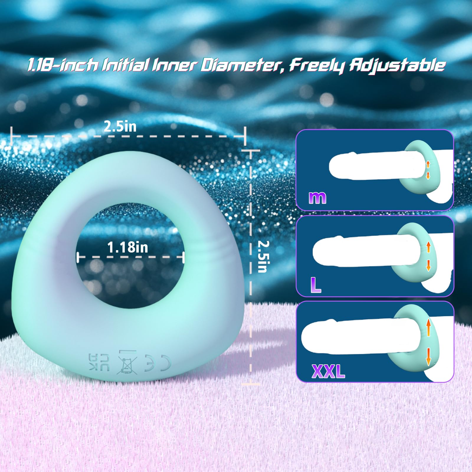 Premium Liquid Silicone Soft Vibrating Cock Ring - 0.09LB Mint Green with APP Control for Couples | 10 Vibration Modes | Enhances Erection & Pleasure for Men & Women | Perfect for Romantic Nights & Spicing Up Relationships - HOESDIK Adult Sex Toy