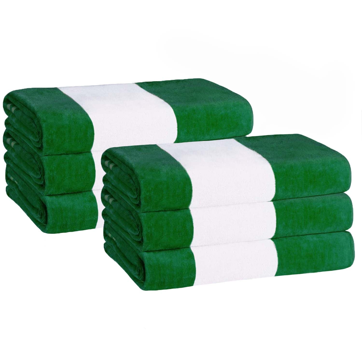 Premium Cabana Stripe Oversized Cotton Beach Towel Set of 2, 4, or 6 - Soft, Absorbent & Quick-Drying for Pool, Beach, Vacation & Spa Use