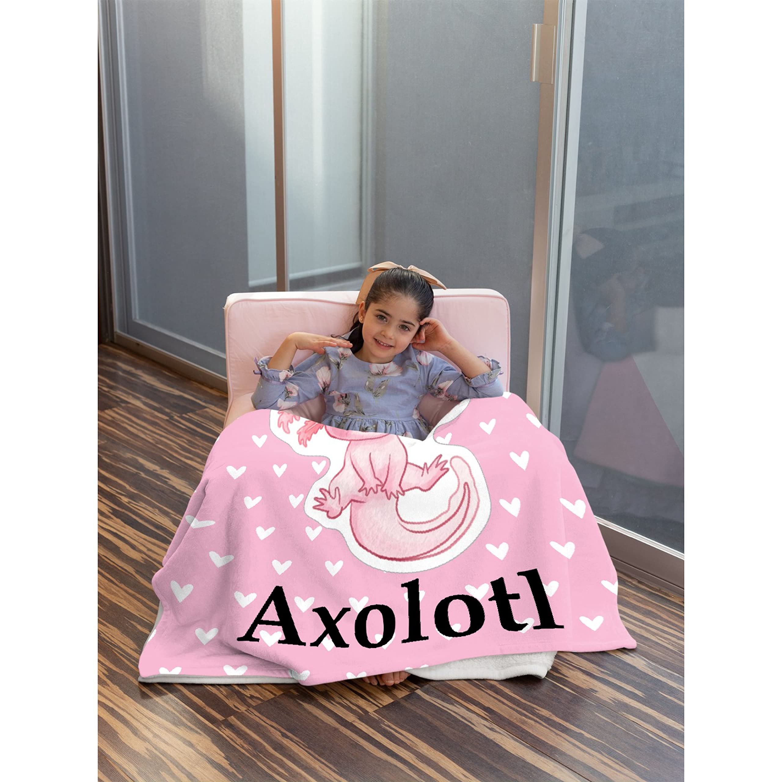 Soft Axolotl Blanket Throw - Mexican Salamander Flannel Fleece Blanket for Adults & Teens - Lightweight Cozy Animal Blanket for Sofa, Bed, Couch & Travel - Perfect Gift for Axolotl Lovers - 60