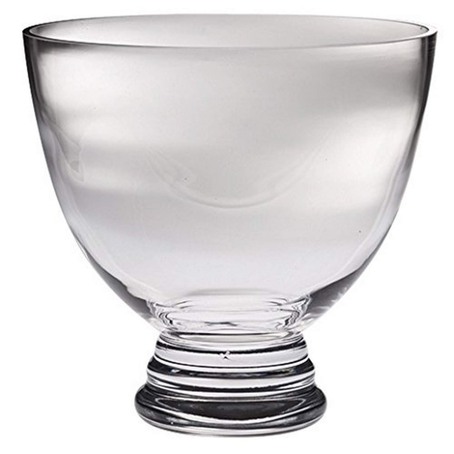 Handmade Crystal Footed Bowl - Medium Clear Glass Decorative Serving Bowl for Centerpieces, Wedding Decor, Gift Giving & Home Decor