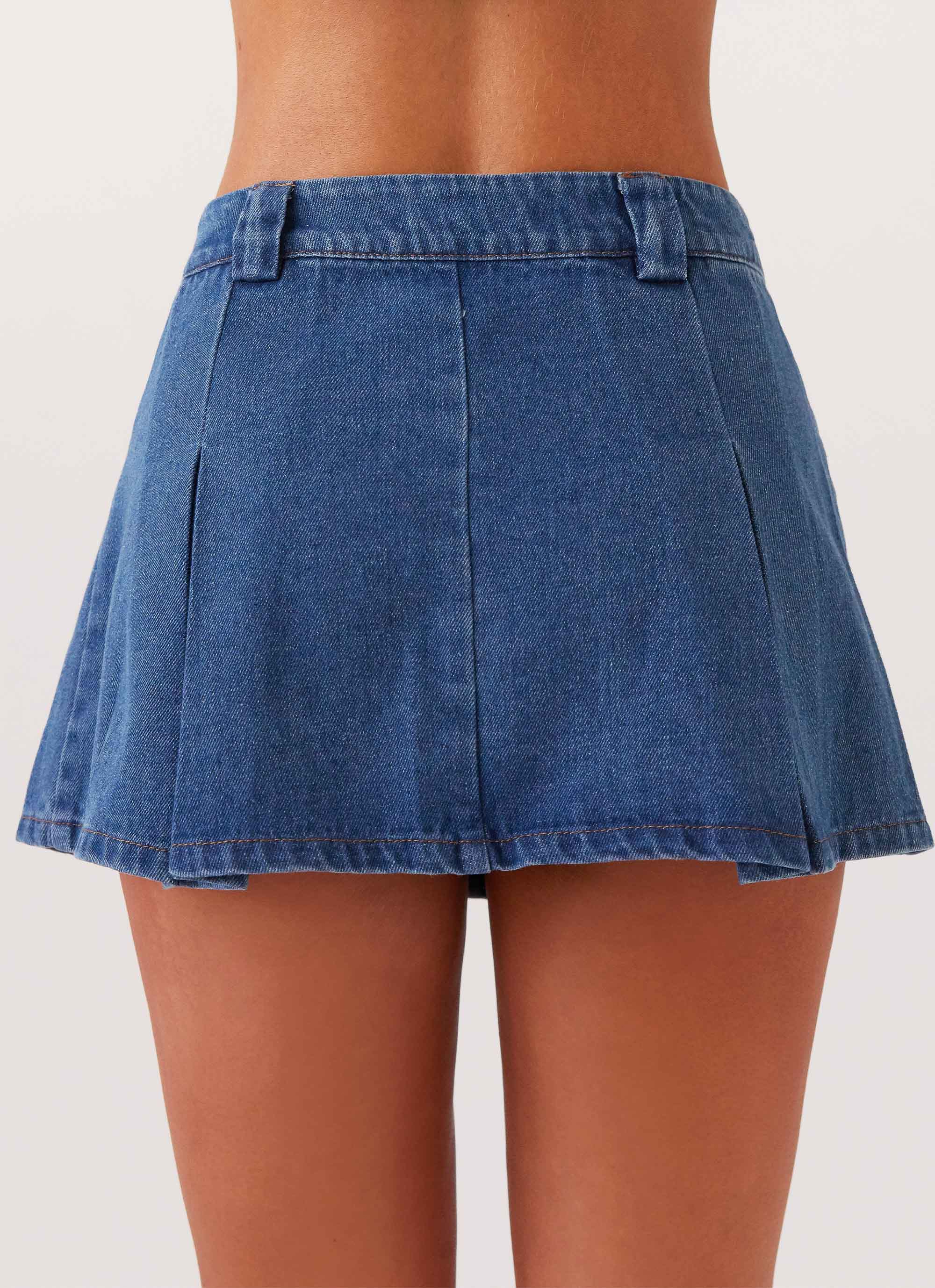 Ashlyn Denim Mini Skirt for Women - High Waisted Stretch Denim Skirt in Indigo Blue | Perfect for Casual Outfits, Date Nights & Summer Fashion