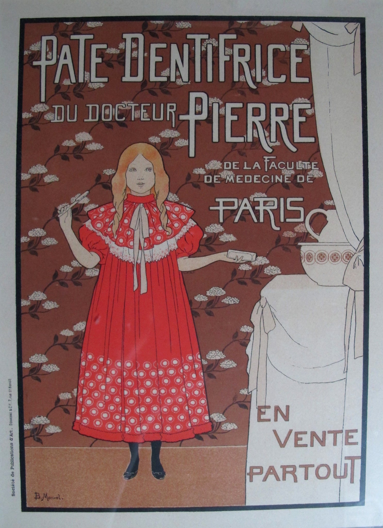 Original 1890s French Art Nouveau Maitre de L'Affiche Poster - Pate Dentifrice by Boutet De Monvel | Vintage Home Decor & Art Collection Display