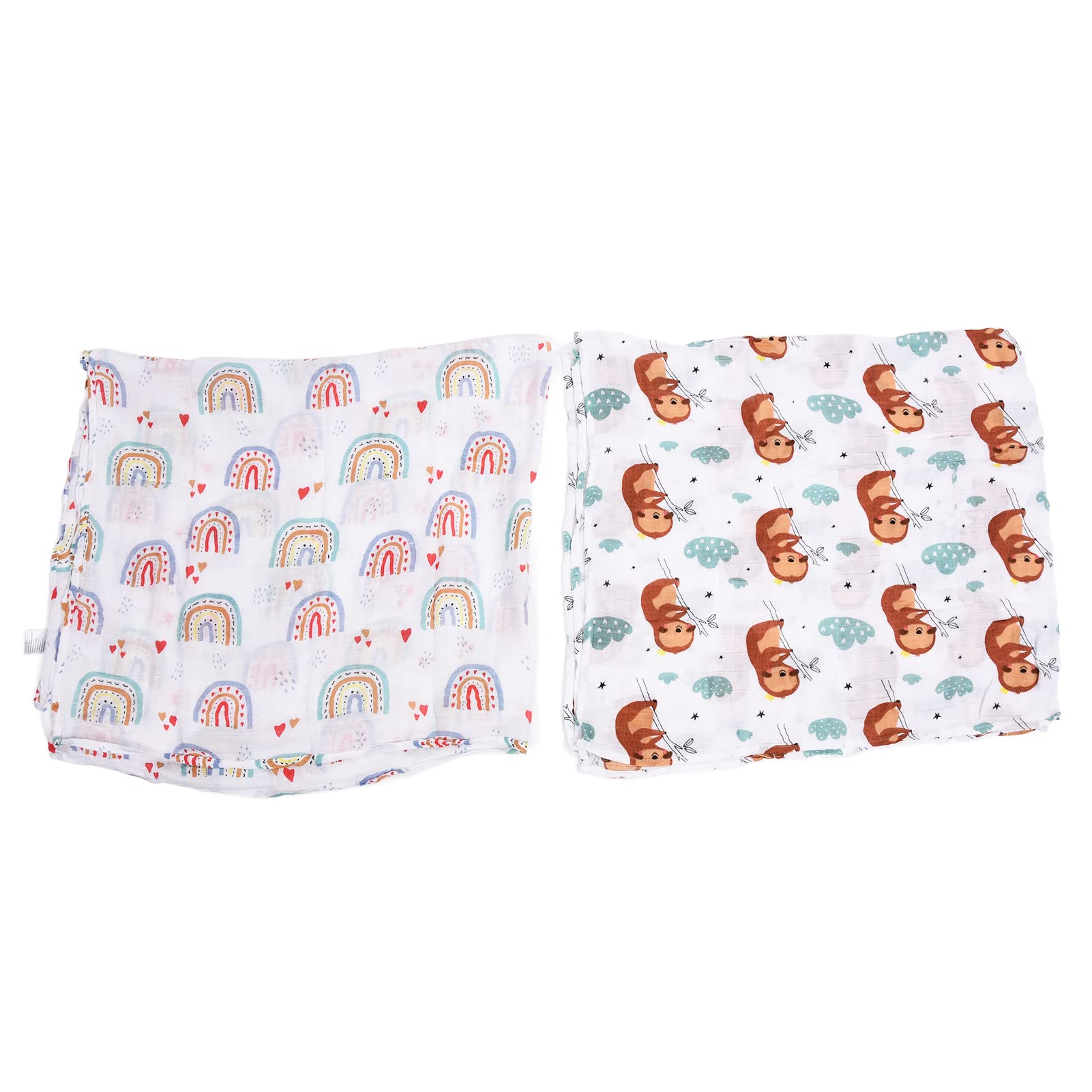 Ladieshow 2-Pack Soft Baby Muslin Swaddle Blankets - Breathable Washable Infant Swaddling Blanket with Cute Pink Patterns | Perfect for Newborn Sleep, Nursing, Bath Time & Photo Shoots