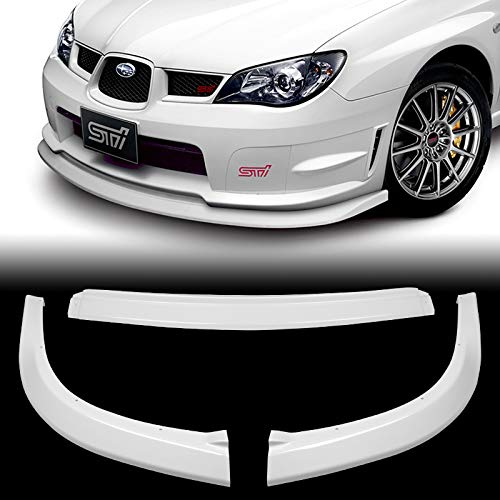3PCS Front Bumper Lip Kit for 2006-2007 Subaru WRX STI | S204-Style Splitter Trim Protection Spoiler | Air Dam Chin Diffuser (Painted White) | Enhance Aerodynamics & Style for Street Racing & Car Shows