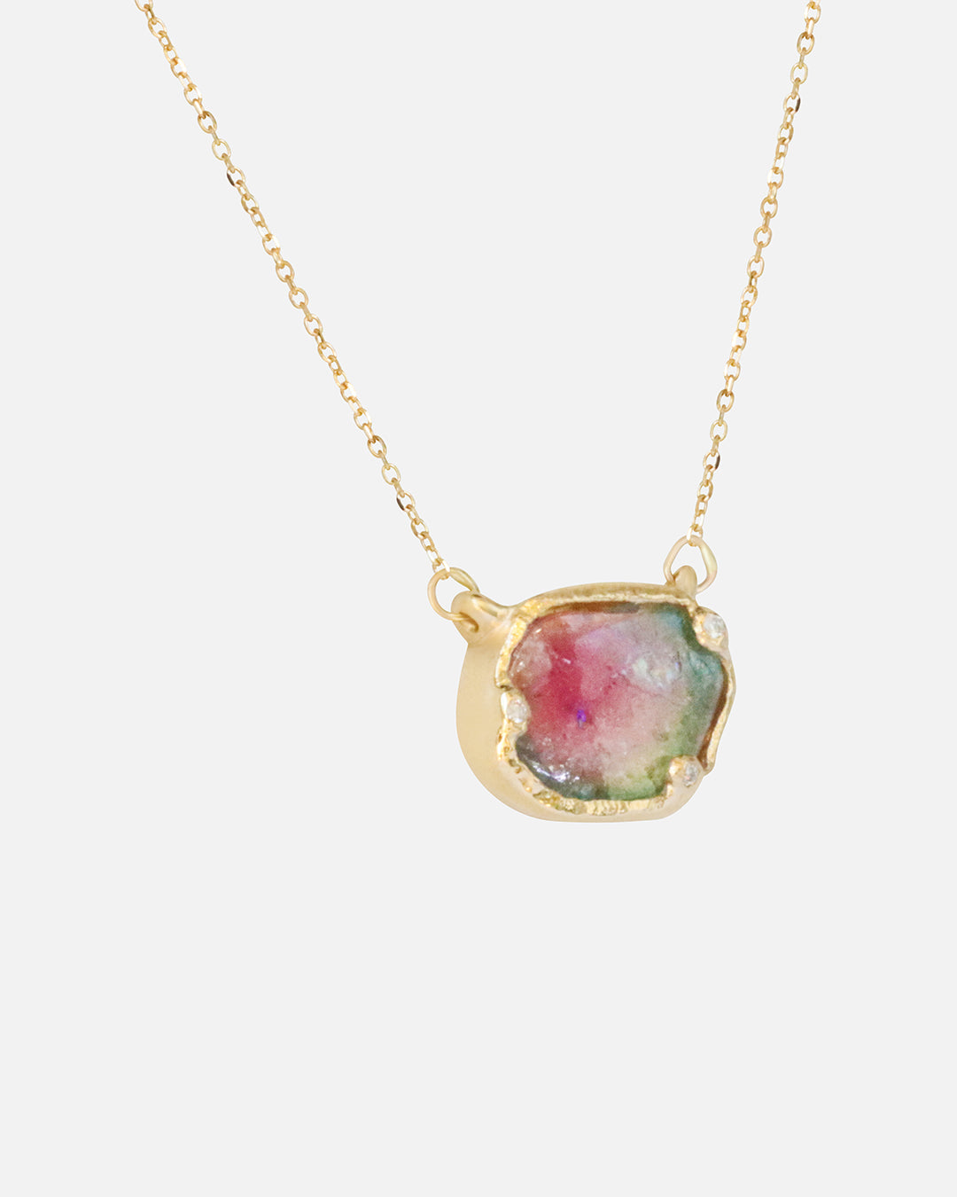 Oval Watermelon Tourmaline and Diamond Pendant Necklace | Elegant Gemstone Jewelry for Women | Perfect for Weddings, Parties & Special Occasions