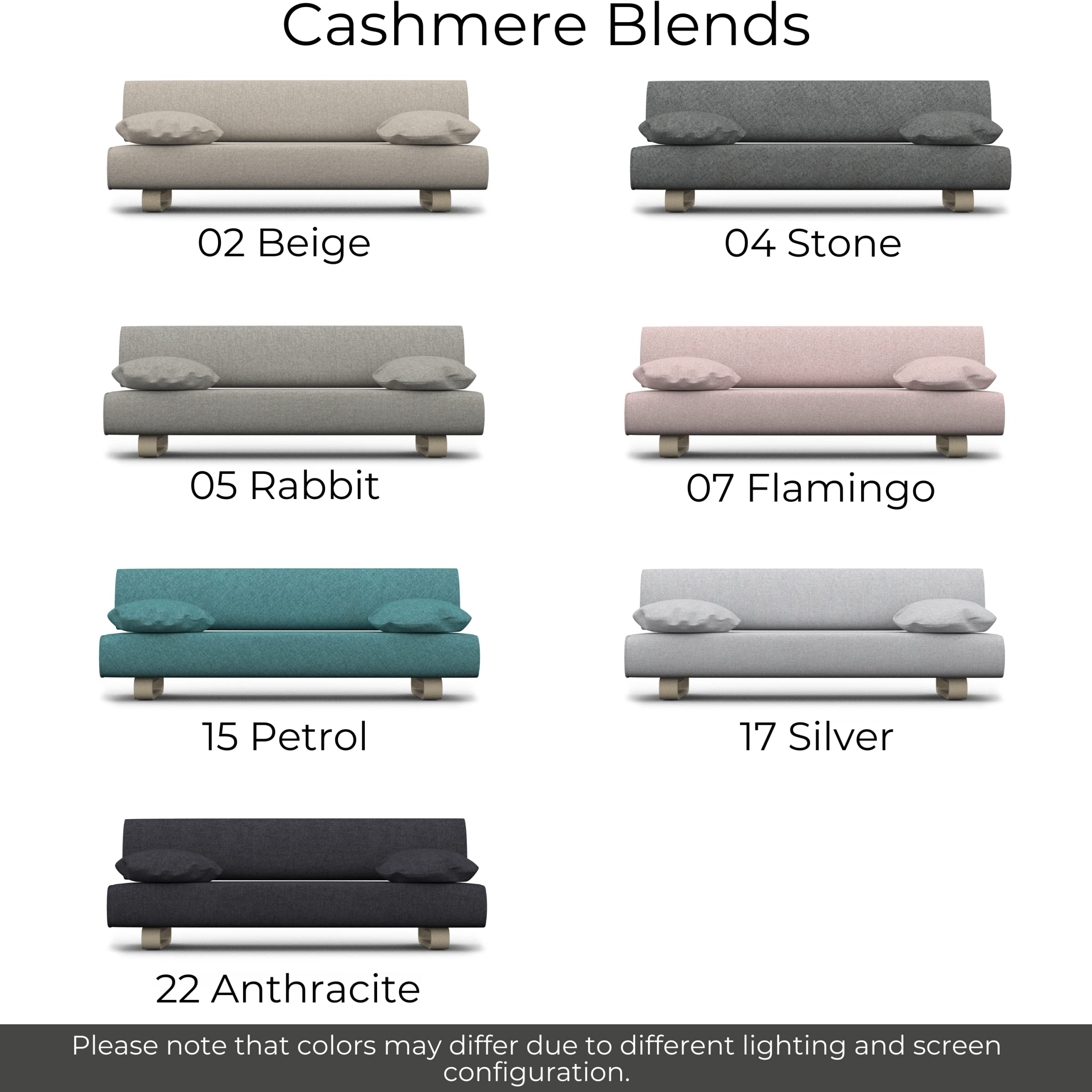 Allerum Sofa Bed Cover - Heavy Duty 4-Piece Replacement Slipcover with Stain & Pet Resistant Nano-Tech Fabric - Easy to Clean & Install - Cashmere Blend Anthracite - Perfect for Living Room, Guest Room & Pet-Friendly Homes