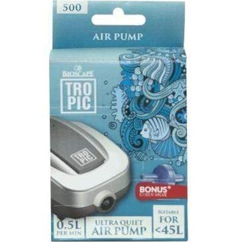 Bioscape Tropic Air Pump 500 - Single Outlet Aquarium Air Pump for 10-45 Gallon Fish Tanks | Quiet Oxygen Pump for Hydroponics, Fish Bowls & Pond Aeration