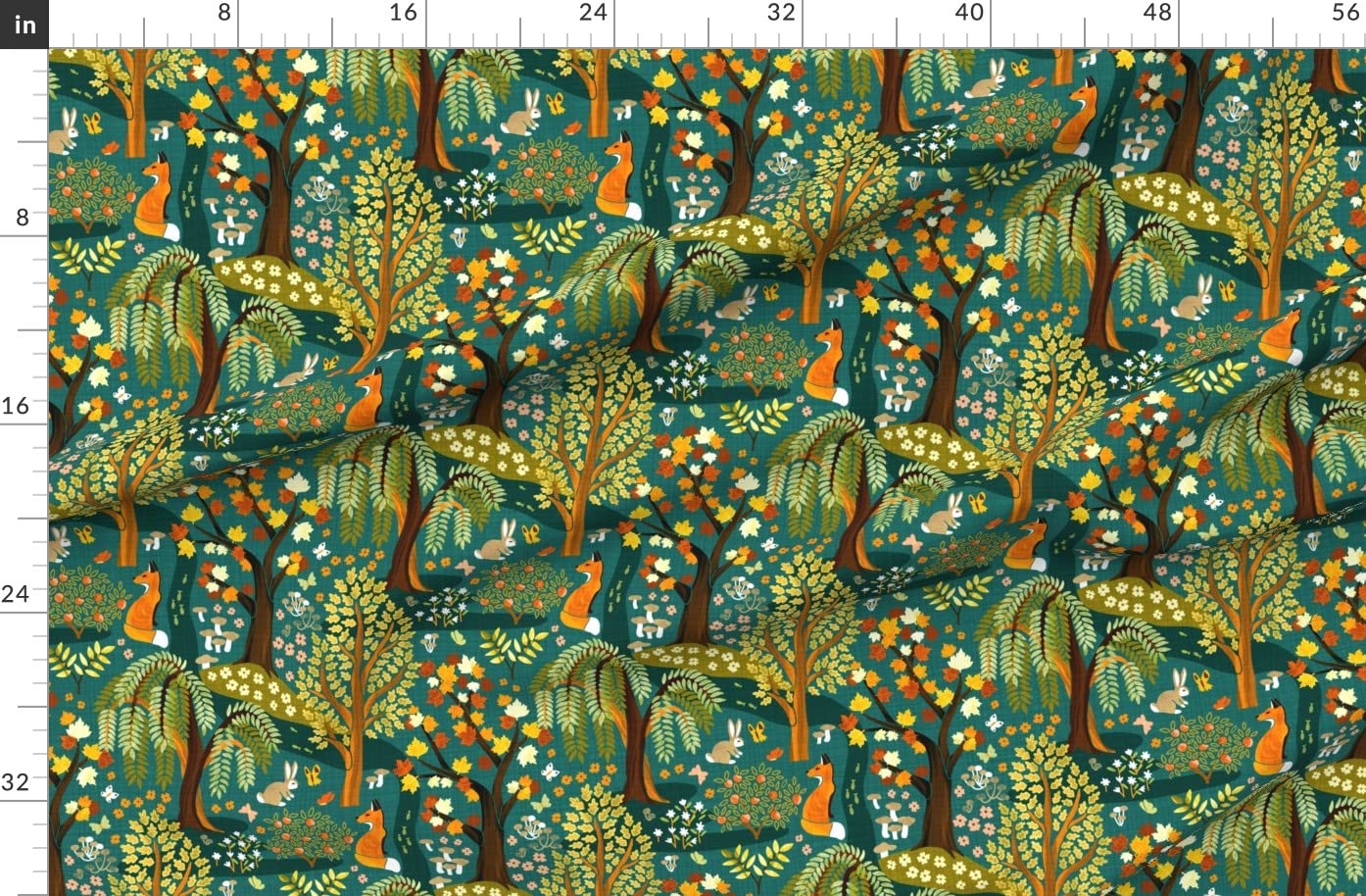 Whimsical Autumn Woodland Walk Printed Fleece Fabric by The Yard - Soft DIY Sewing Material for Blankets, Loungewear & No-Sew Crafts - Perfect for Fall Home Decor, Baby Swaddles & Cozy Seasonal Projects