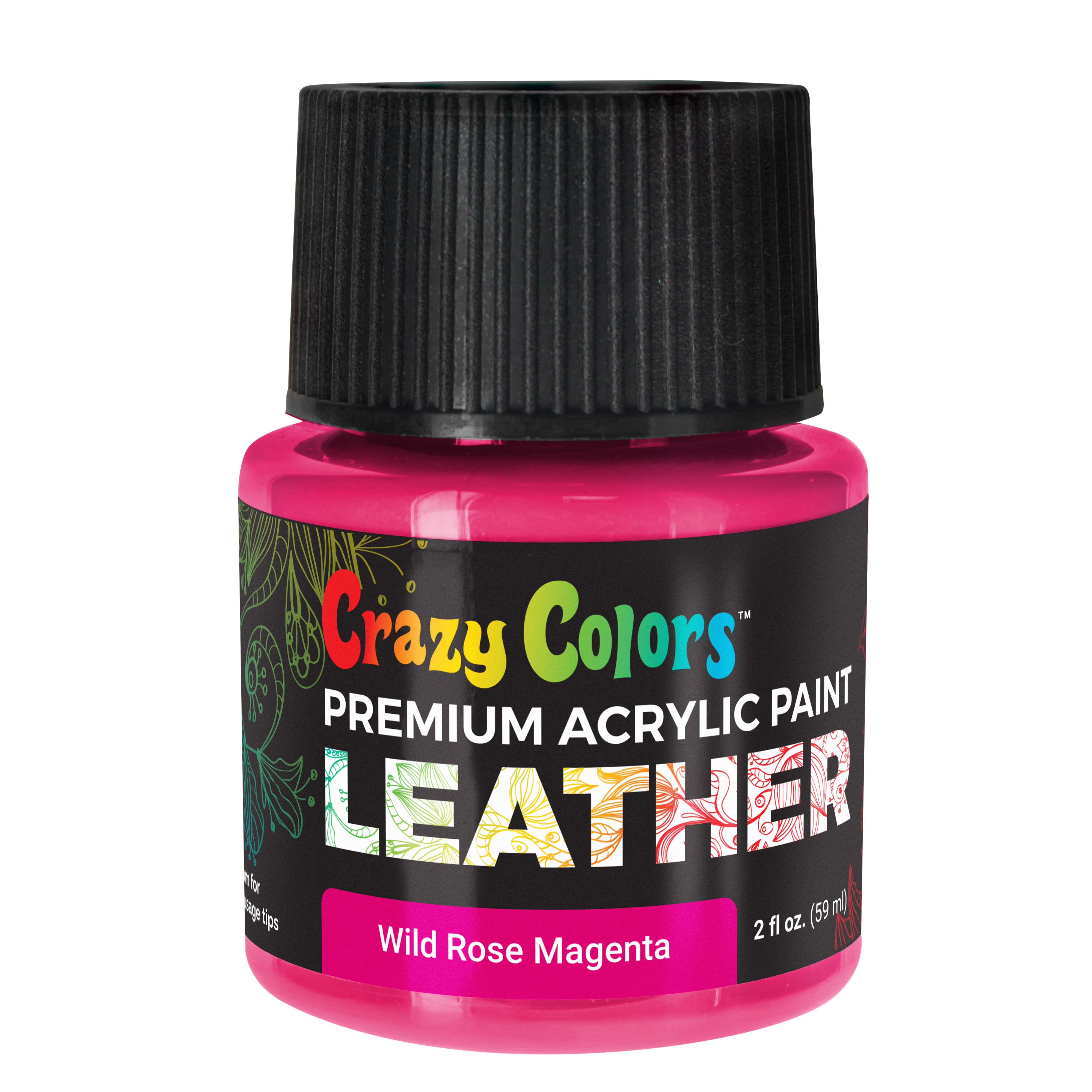 Premium Wild Rose Magenta Acrylic Leather & Shoe Paint - 2 oz Bottle | Flexible, Crack, Scratch & Peel Resistant | Customize Sneakers, Jackets, Bags, Purses & Furniture | Perfect for DIY Fashion & Home Decor Projects