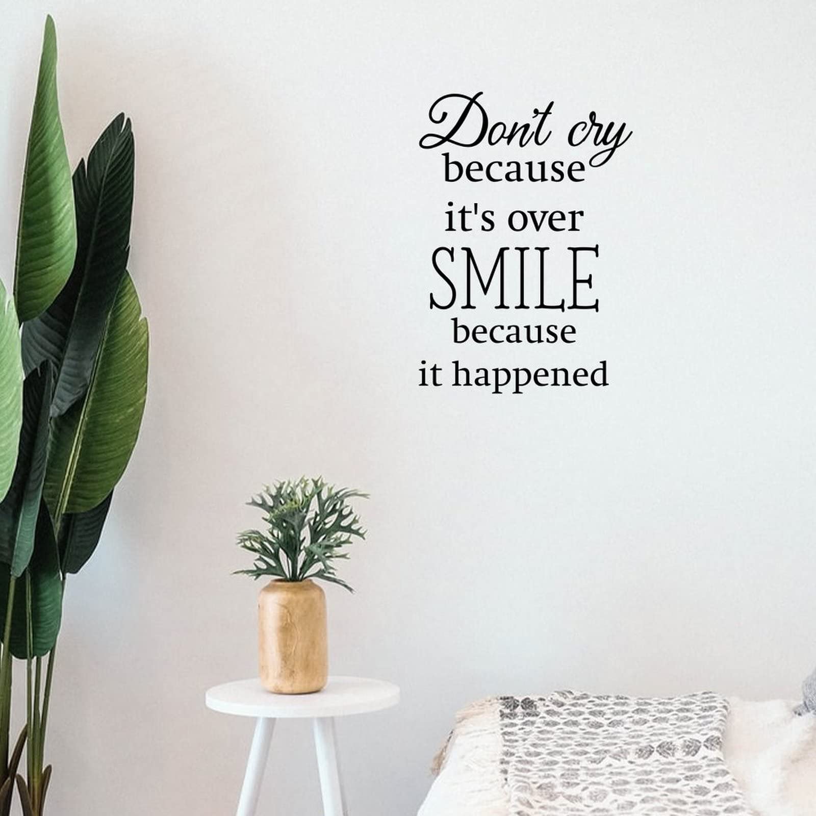 Inspirational Wall Decals - 'Don’t Cry Because It’s Over, Smile Because It Happened' - Removable Vinyl Sticker for Bedroom, Living Room & Home Decor | Motivational Wall Art for Offices, Dorms & Nursery