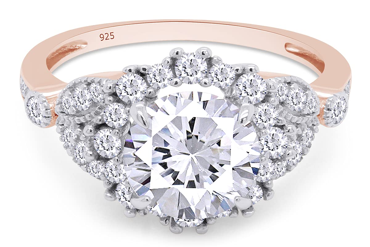 1.2ct Round Cut Lab Created Moissanite Engagement Ring with Leaf Design & Halo Accents in 14k Gold Over Sterling Silver - Perfect for Proposals, Anniversaries & Special Occasions