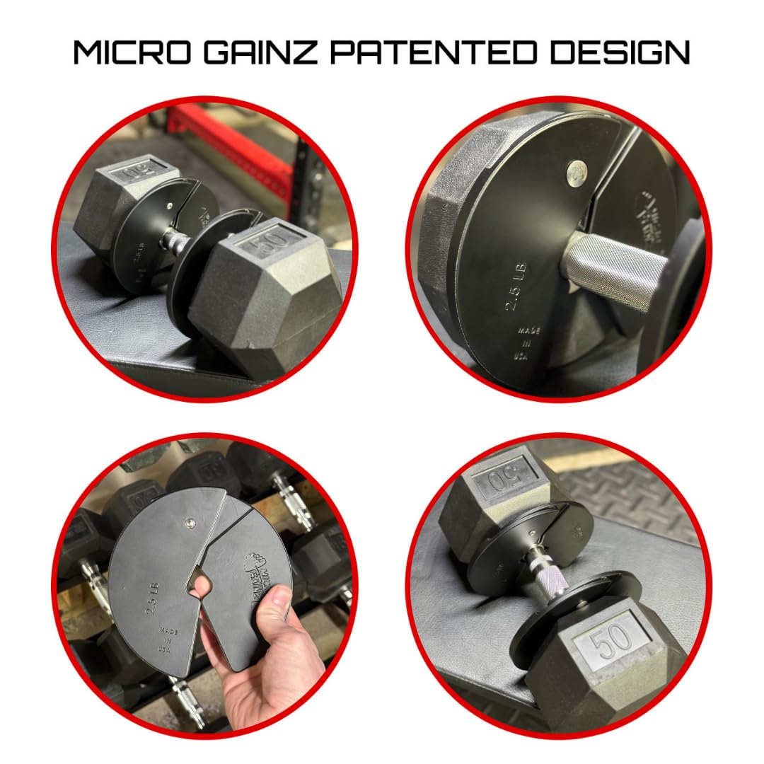 Micro Gainz 2.5 lb Fractional Weight Plates (4-Piece Set) - Premium Dumbbell Micro Loading Plates for Strength Training | USA Made | Color Options | Perfect for Home Gym, CrossFit & Progressive Overload Workouts