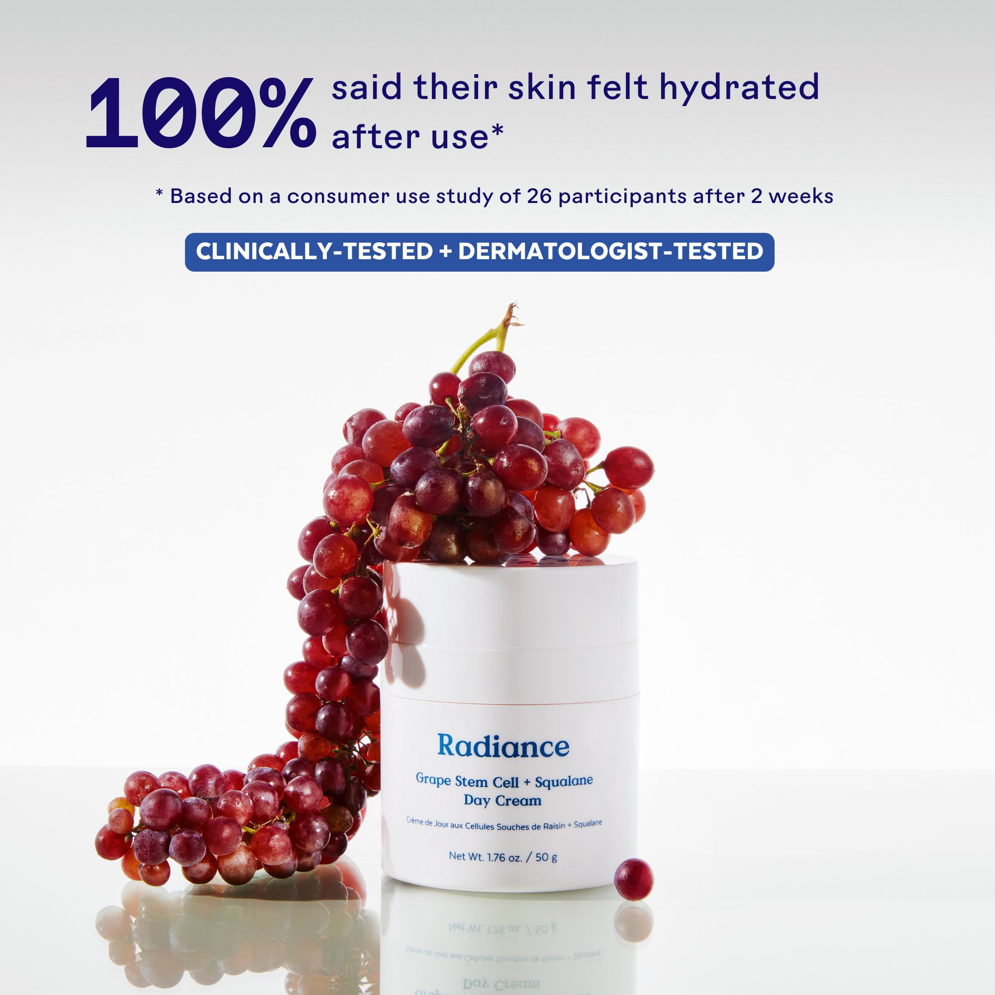 Radiance Grape Stem Cell & Squalane Ultra Hydrating Face Cream - Anti-Aging Moisturizer for Dry Skin | Day & Night Use for Glowing Complexion