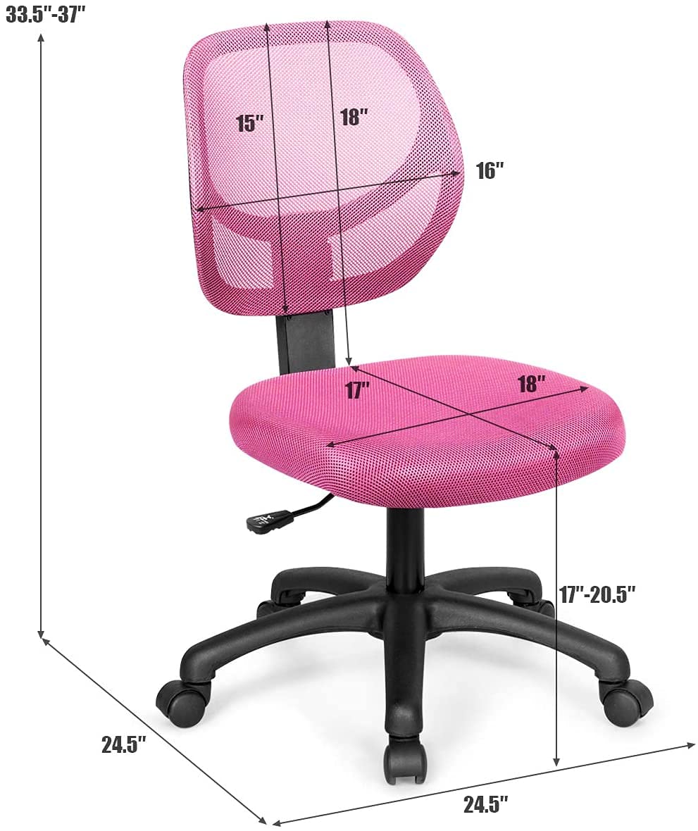 Ergonomic Kids Desk Chair - Adjustable Swivel Study Chair with Breathable Mesh Back for Boys & Girls - Easy Assembly Computer Chair for Home & School (Pink) - Perfect for Homework, Online Learning & Gaming