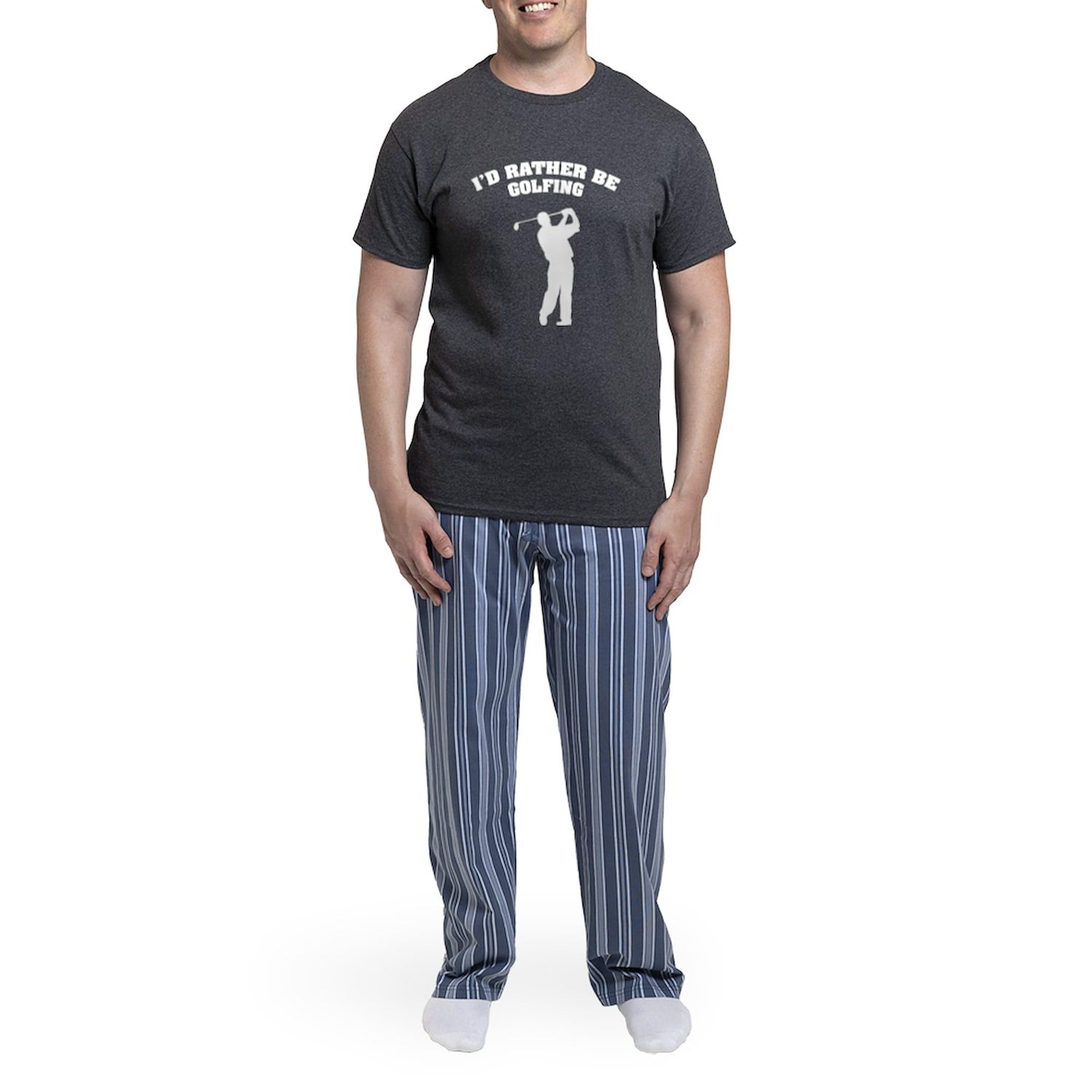 Men's Charcoal Golf-Themed Pajama Set - Funny 'I'd Rather Be Golfing' Sleepwear for Relaxing at Home or Weekend Lounging