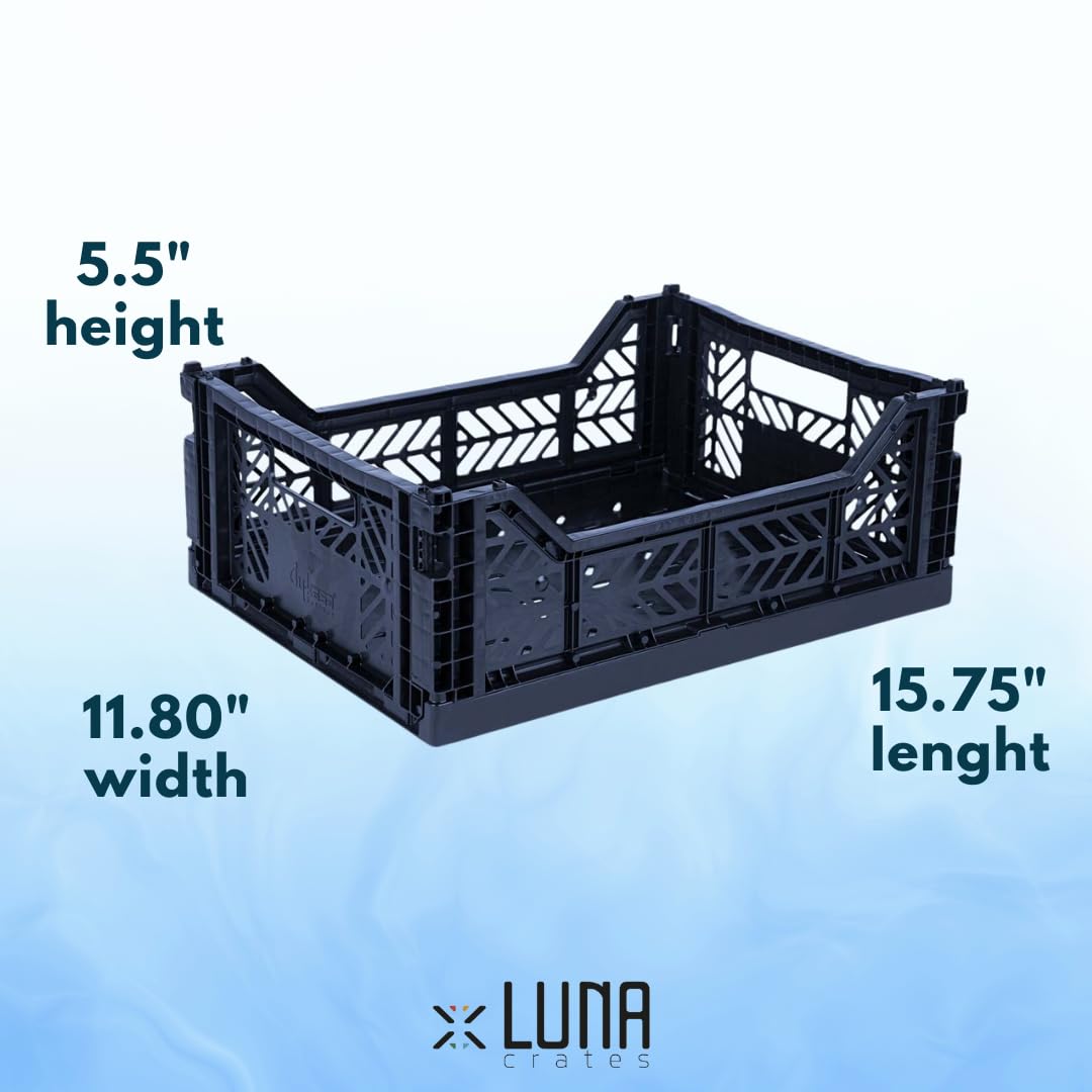 Collapsible Storage Box 3 Pack - Foldable Organizer Bin with Handle, Stackable Crates for Home, Office & Closet Organization (Blue-Gray-Navy, 14L) - Perfect for Toys, Books, Laundry & Seasonal Storage