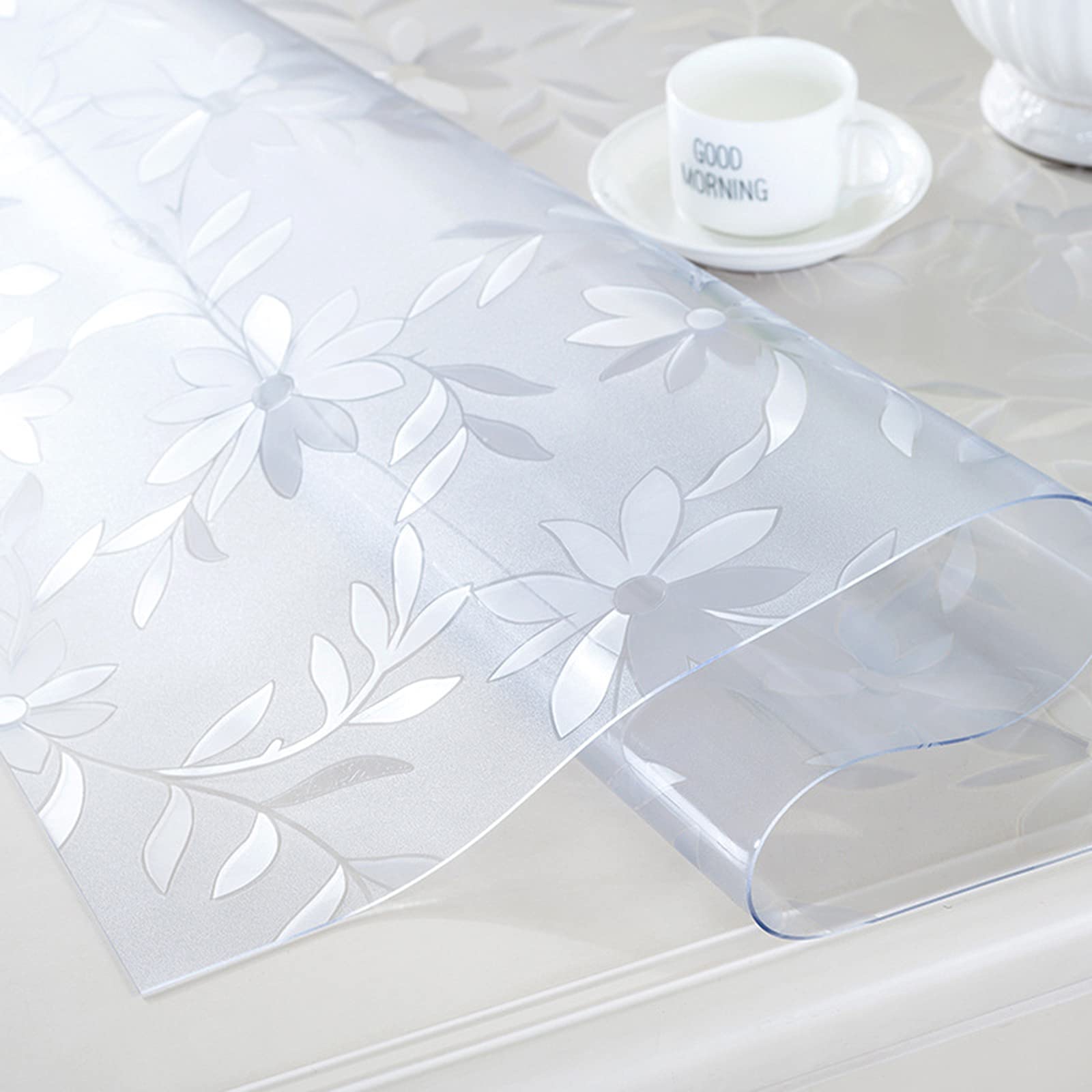 Waterproof PVC Tablecloth - Frosted Transparent Table Protector 2.0mm Thick, Wipeable Soft Glass Table Cover for Dining Room, Kitchen, Party (Cosmos Flower Design, 60x120cm) - Perfect for Everyday Use, Holiday Decor & Special Events