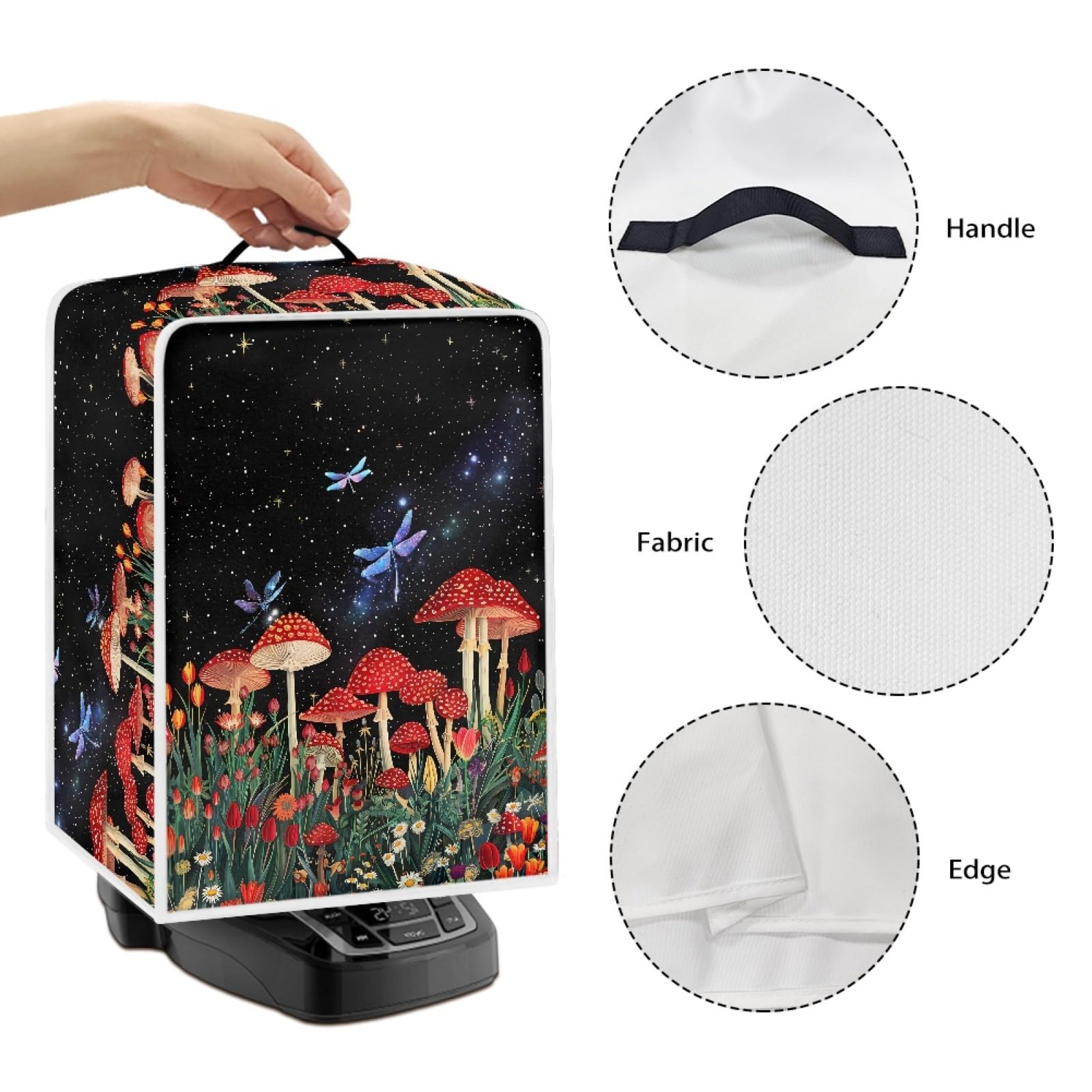 GLENLCWE Red Mushroom Dragonfly Sky Coffee Maker Dust Cover - Universal Fit Waterproof Appliance Protector for Keurig, Nespresso & Drip Machines | Perfect for Home, Kitchen, Office & Garage Use