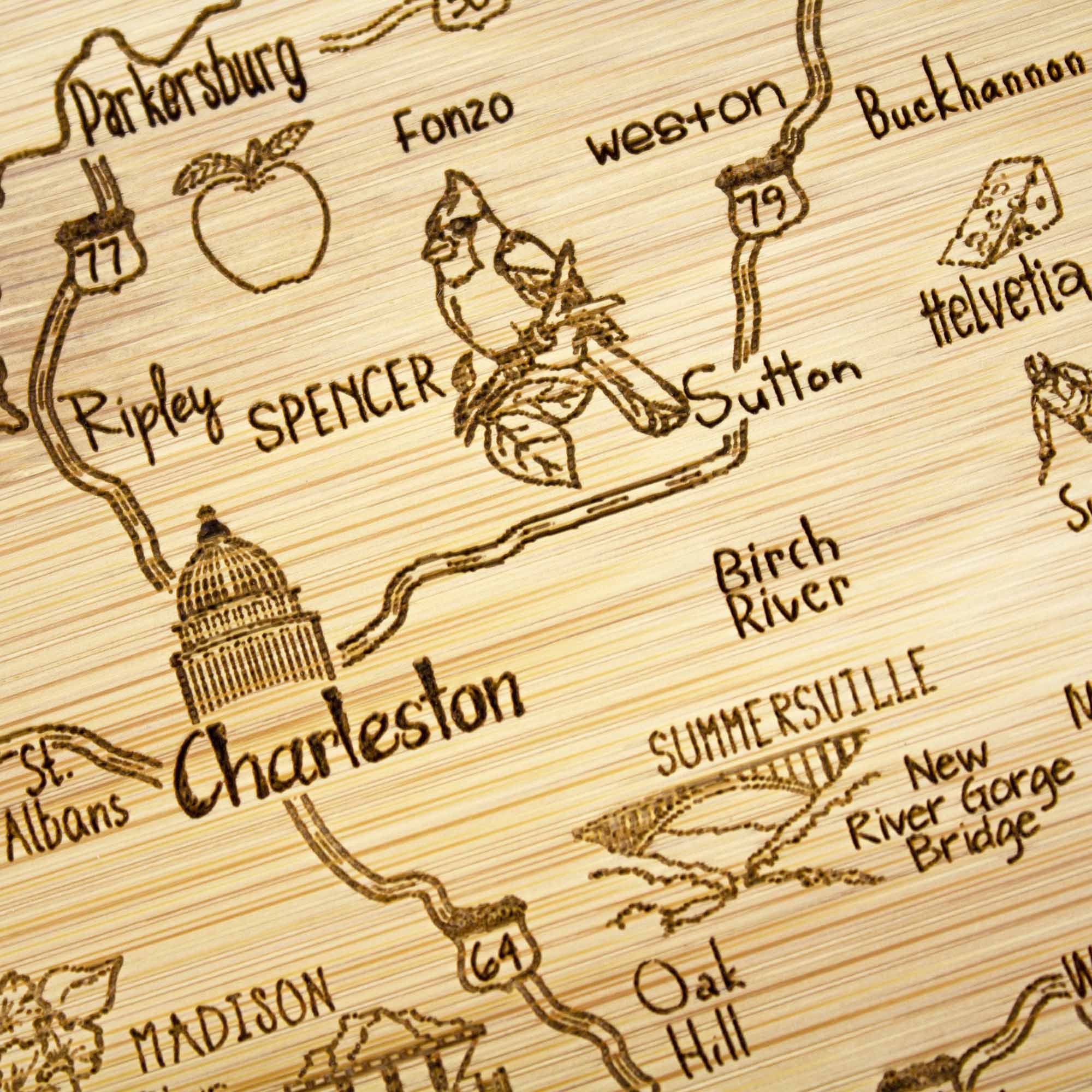 Premium West Virginia Themed Wooden Cutting Board - 11