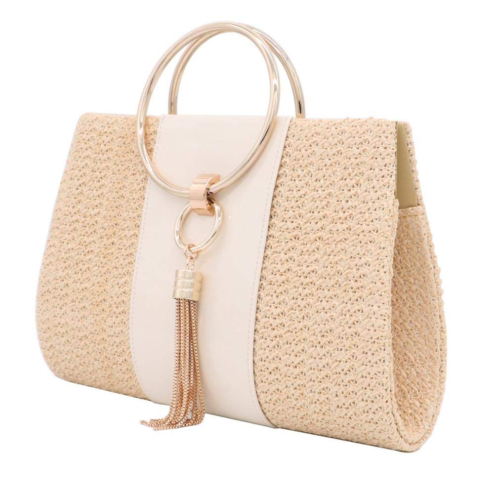 Stylish Straw Handbag for Women - Fashionable Summer Beach Clutch Purse with Tassels | Perfect for Evening Parties, Weddings & Vacation Accessories